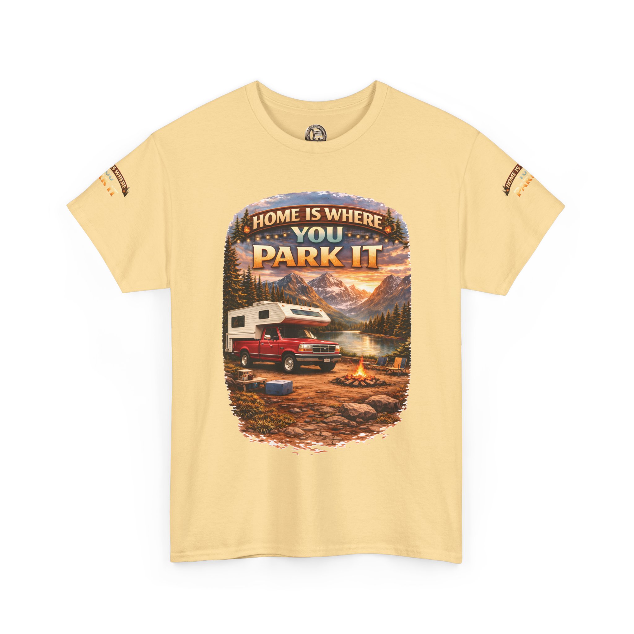 17306449483425828205_2048.jpeg Unisex Heavy Cotton Tee — "Home Is Where You Park It" Design Scenic-Line