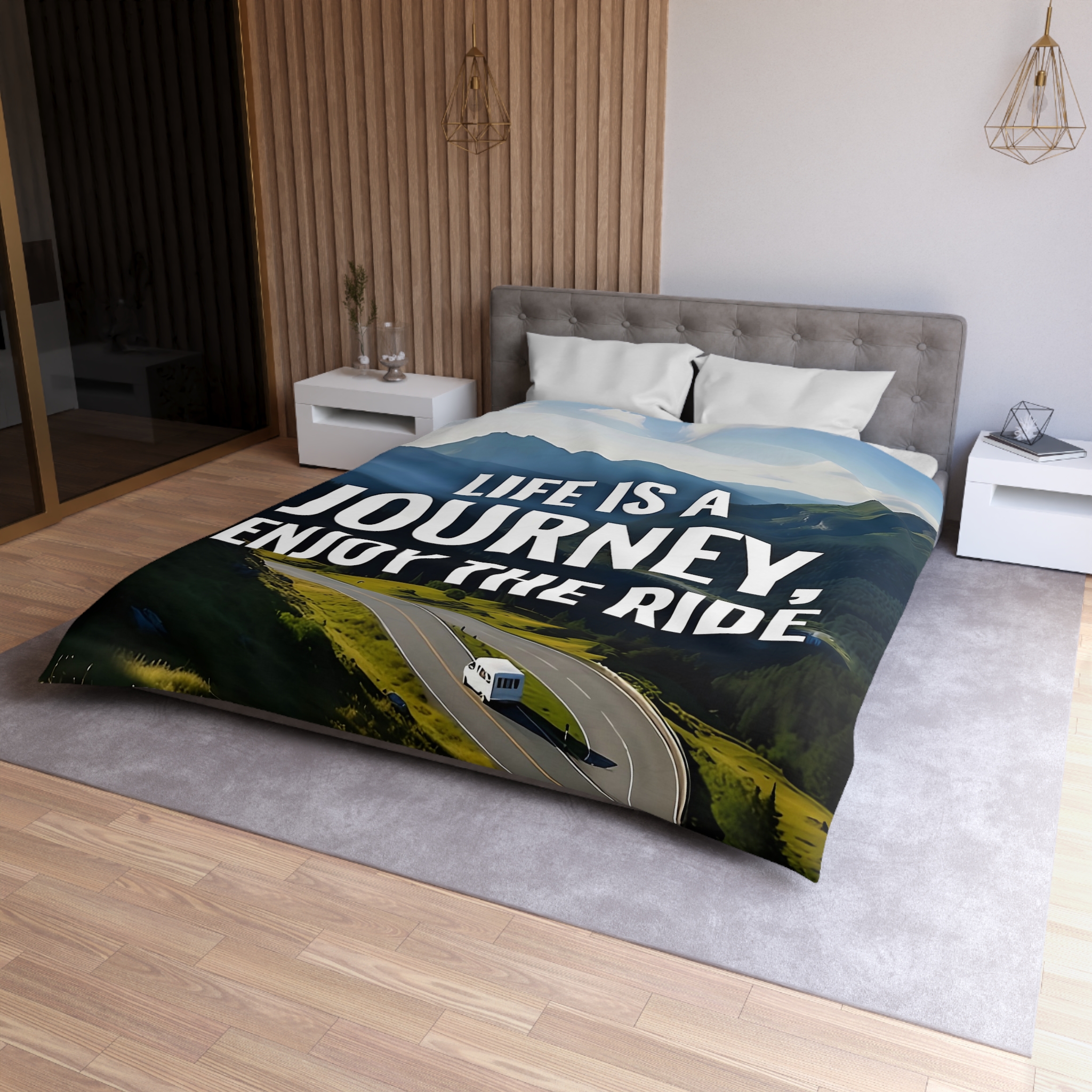 17307217657604005390_2048.jpeg Duvet Cover — "Life Is A Journey, Enjoy The Ride" Mountain Road Microfiber