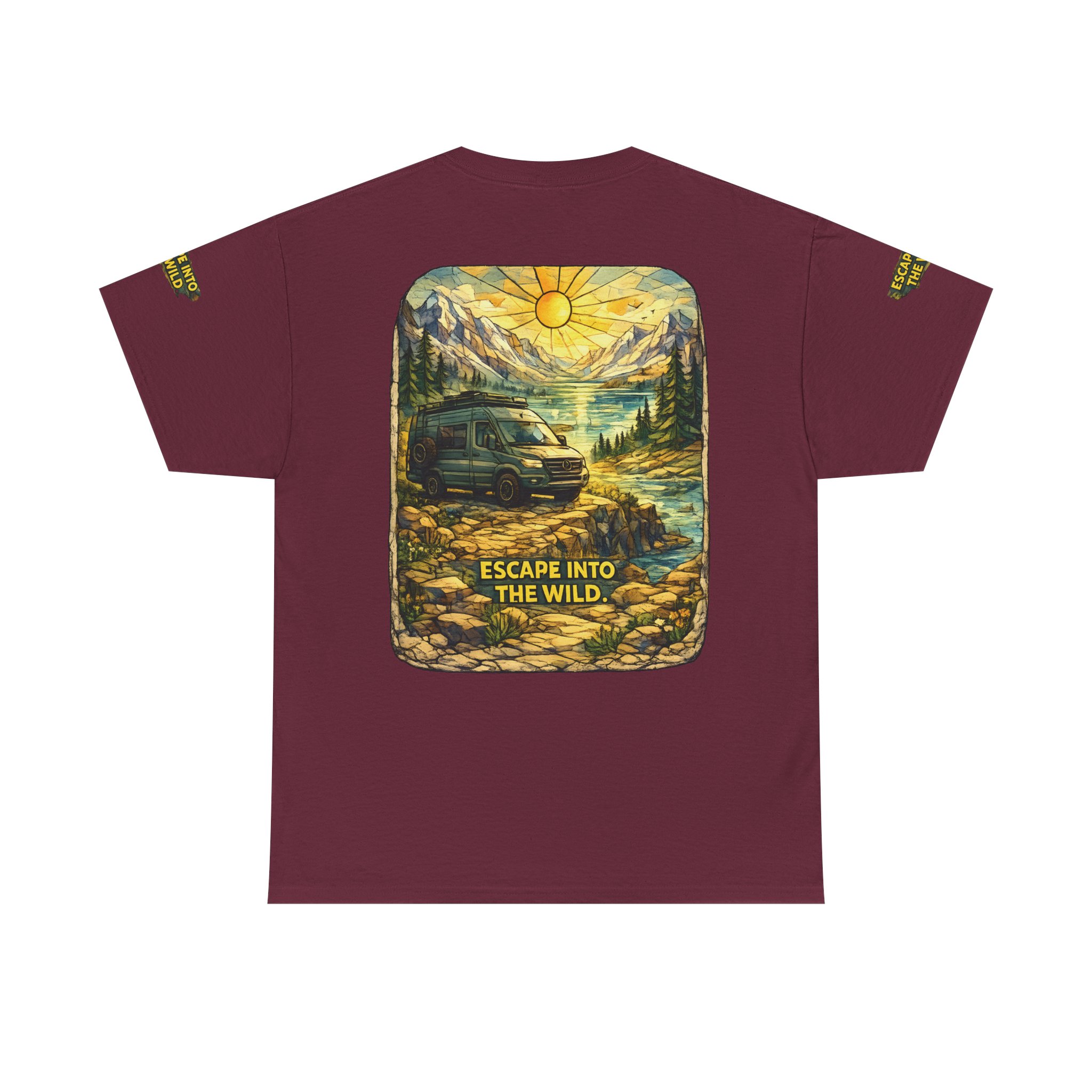 Unisex Heavy Cotton Tee — "Escape Into The Wild" Design Cubic-Line