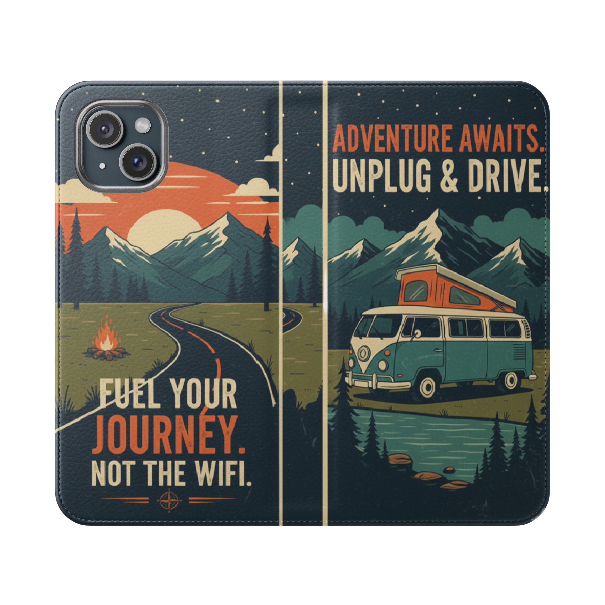 Flip Phone Case — "Fuel Your Journey, Not the Wifi" Wallet Cover