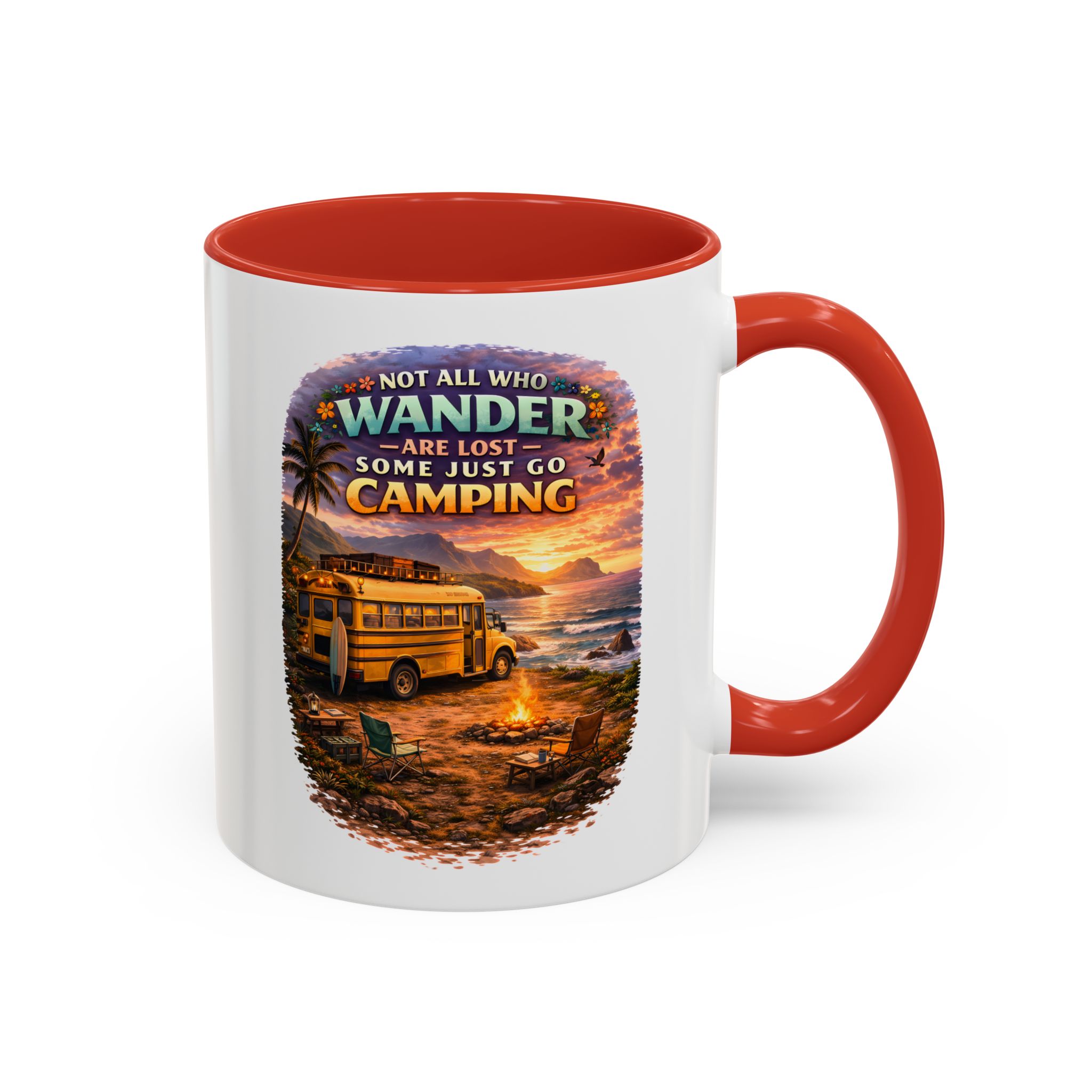 Accent Coffee Mug (11, 15oz) — "Not All Who Wander Are Lost" Design Scenic-Line