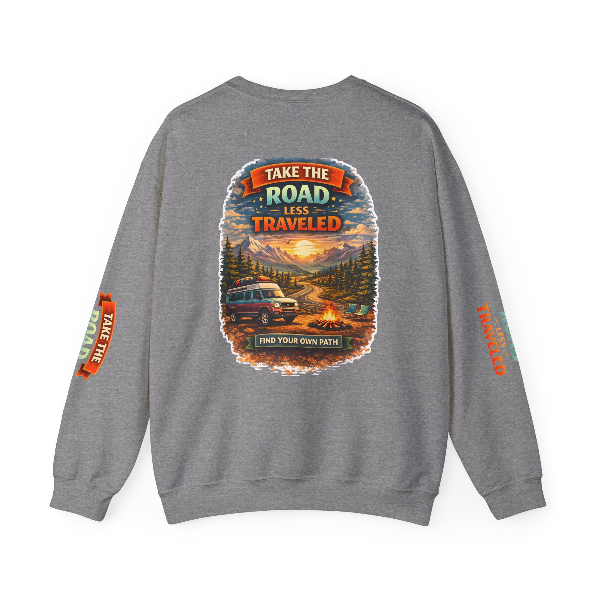 17324119058964113735_2048.jpeg Unisex Heavy Blend™ Crewneck Sweatshirt — "Take The Road Less Traveled" Design Scenic-Line