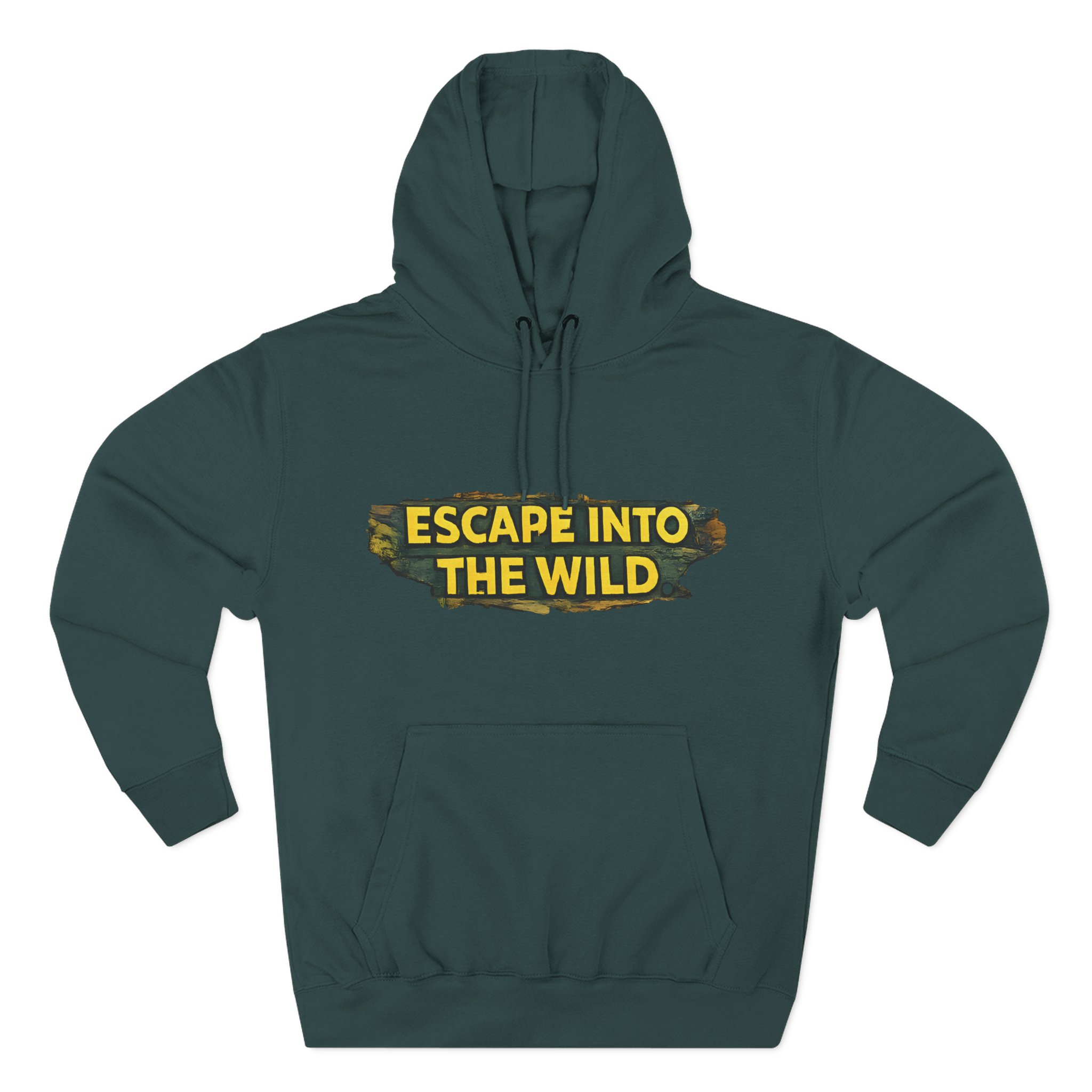 Three-Panel Fleece Hoodie - "Escape Into The Wild" Design Cubic-Line