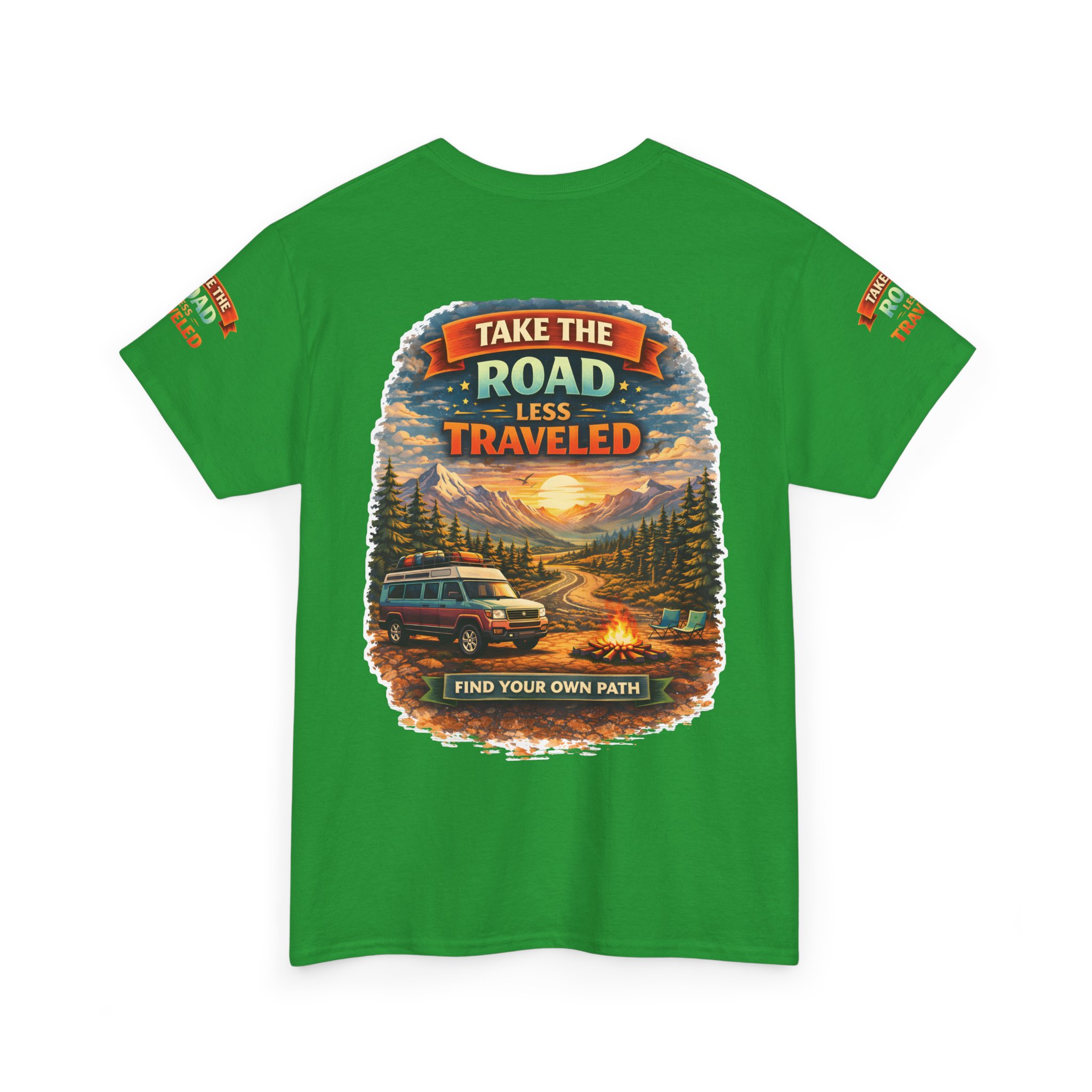 Unisex Heavy Cotton Tee — "Take The Road Less Traveled" Design Scenic-Line