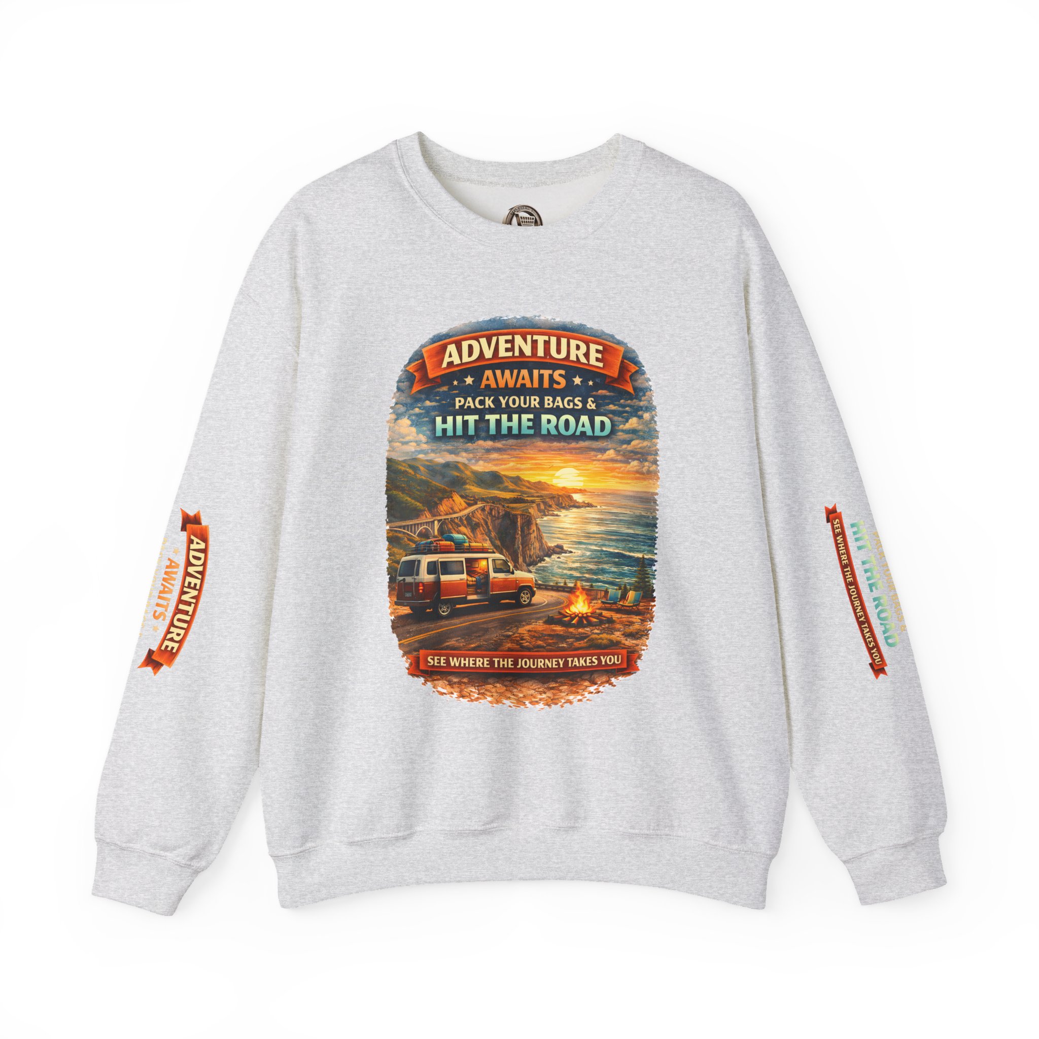 17336349486296942078_2048.jpeg Unisex Heavy Blend™ Crewneck Sweatshirt — "Adventure Awaits-Pack Your Bags" Design Scenic-Line