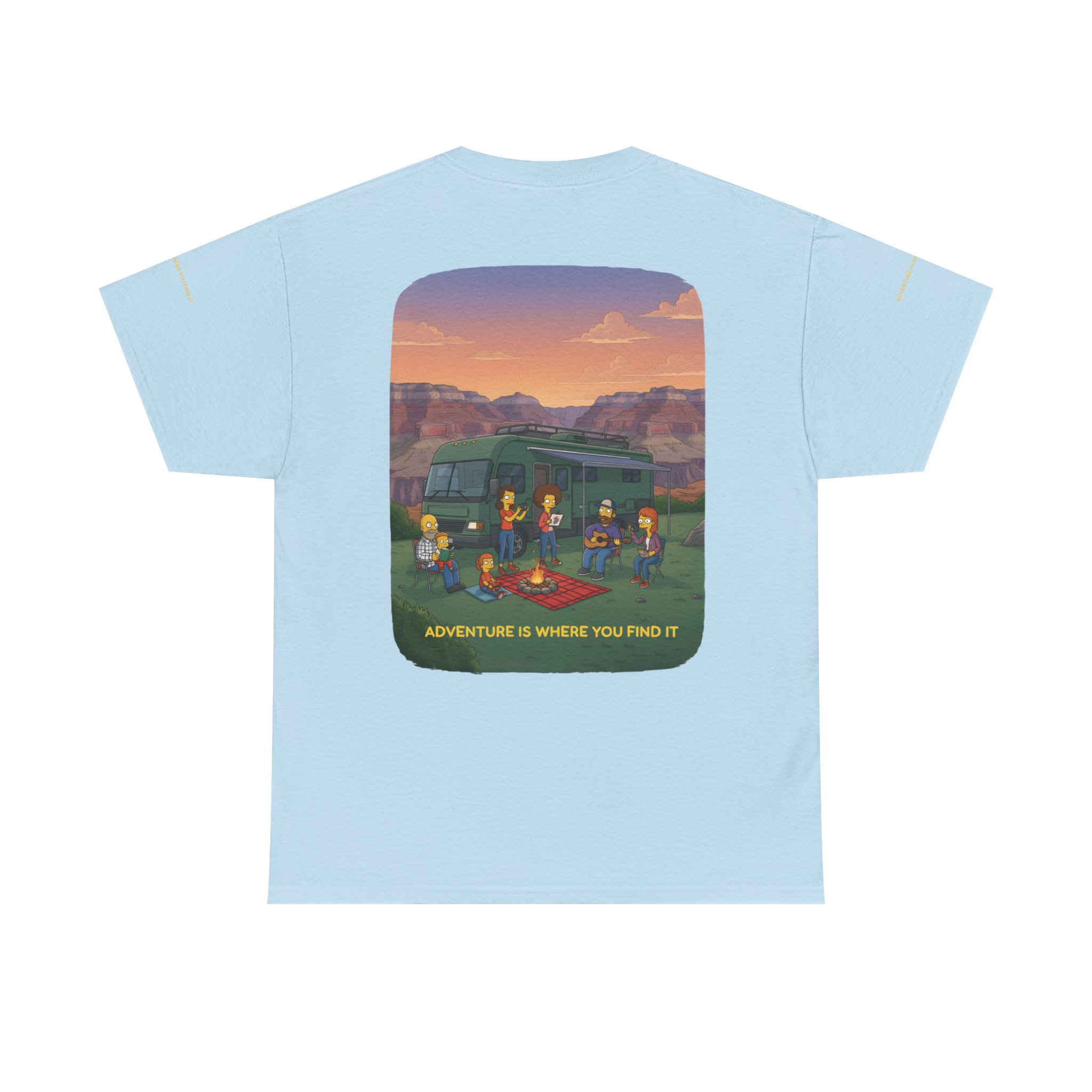 Unisex Heavy Cotton Tee — "Adventure Is Where You Find It" Design Sitcom-Line