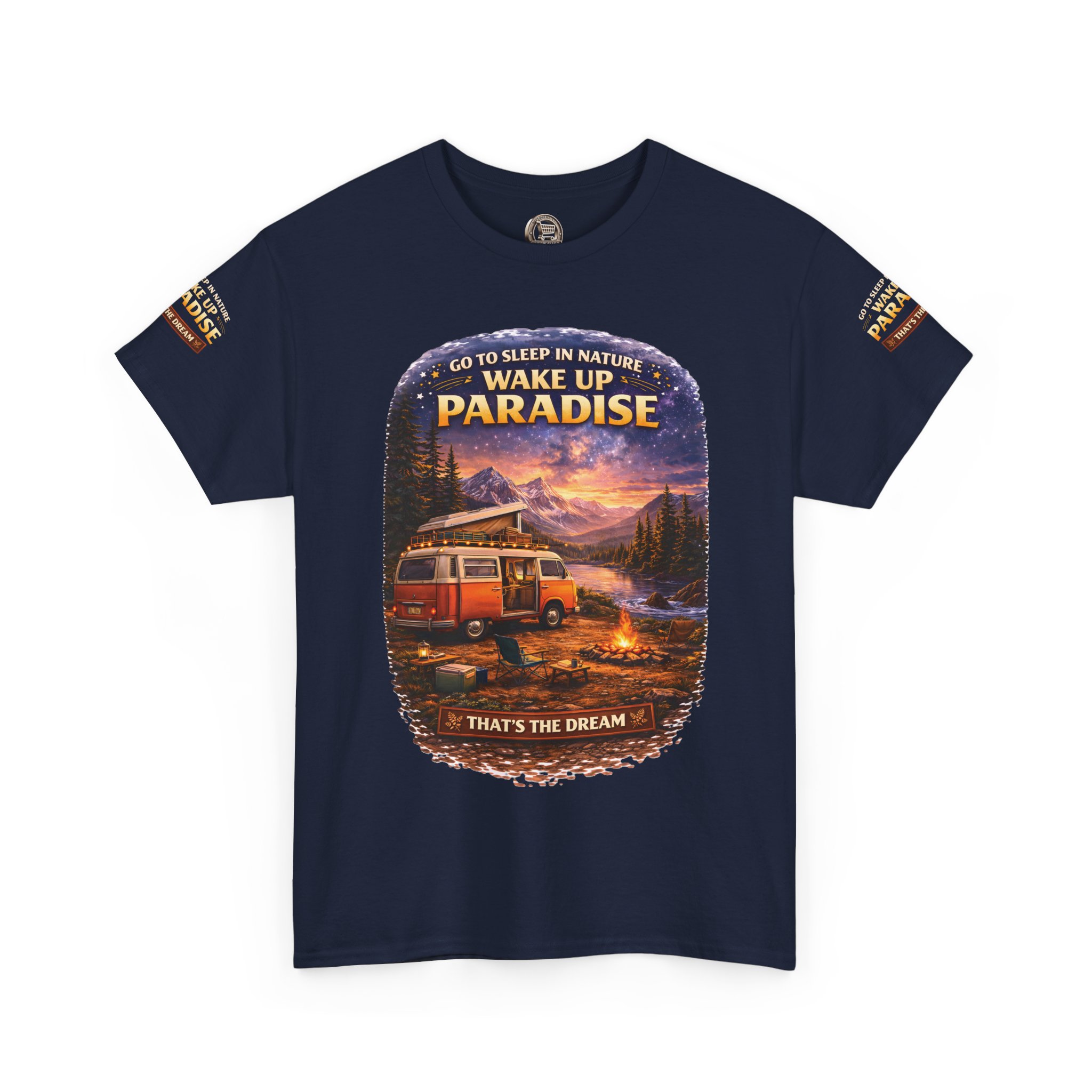 Unisex Heavy Cotton Tee — "Go To Sleep In Nature " Design Scenic-Line