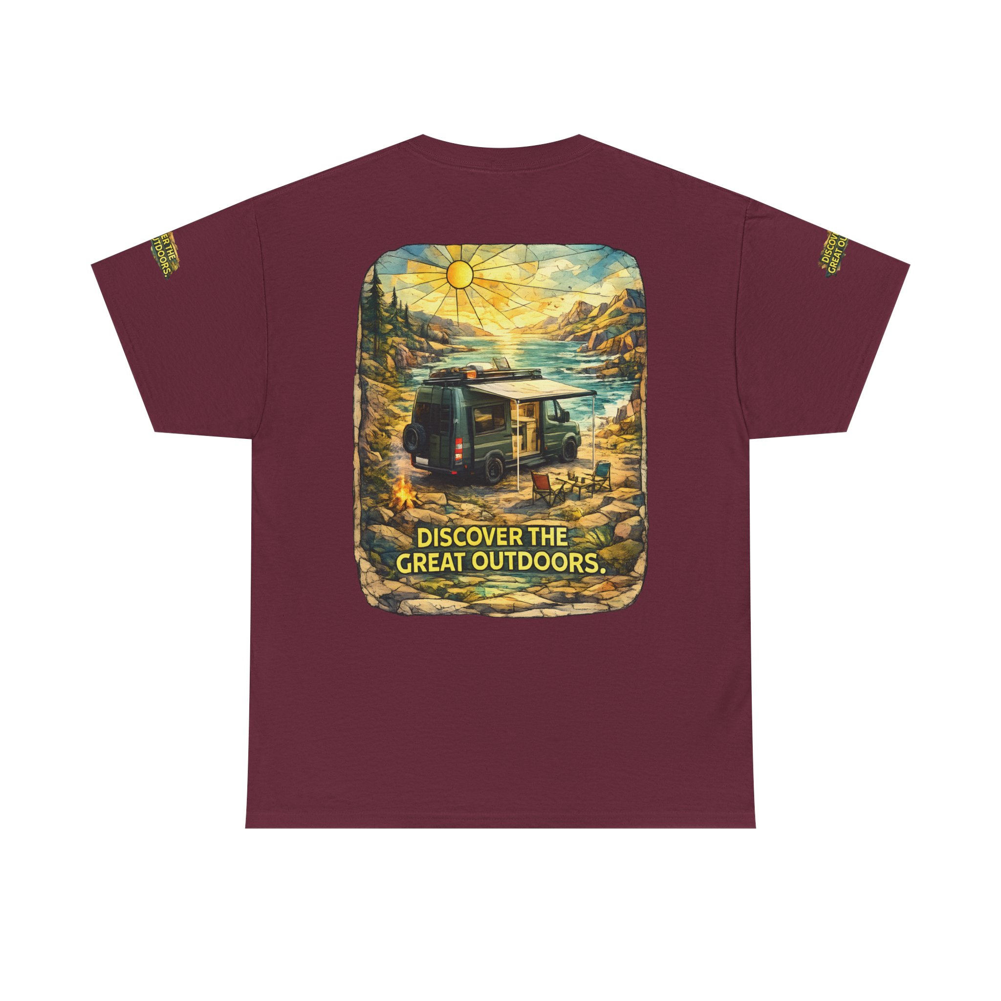Unisex Heavy Cotton Tee — "Discover The Great Outdoors" Design Cubic-Line
