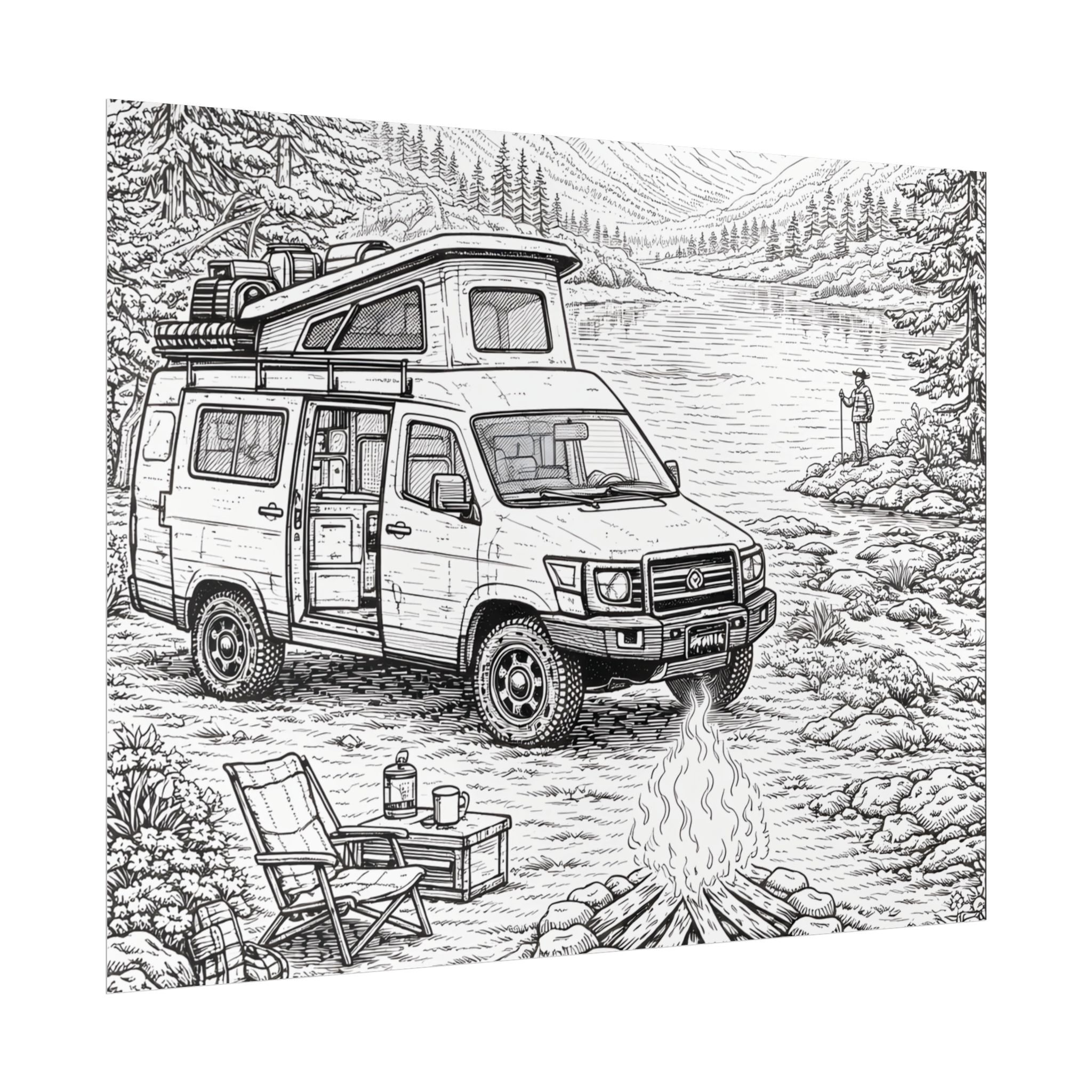 Campervan Poster — Vintage RV Camping Landscape Wall Art