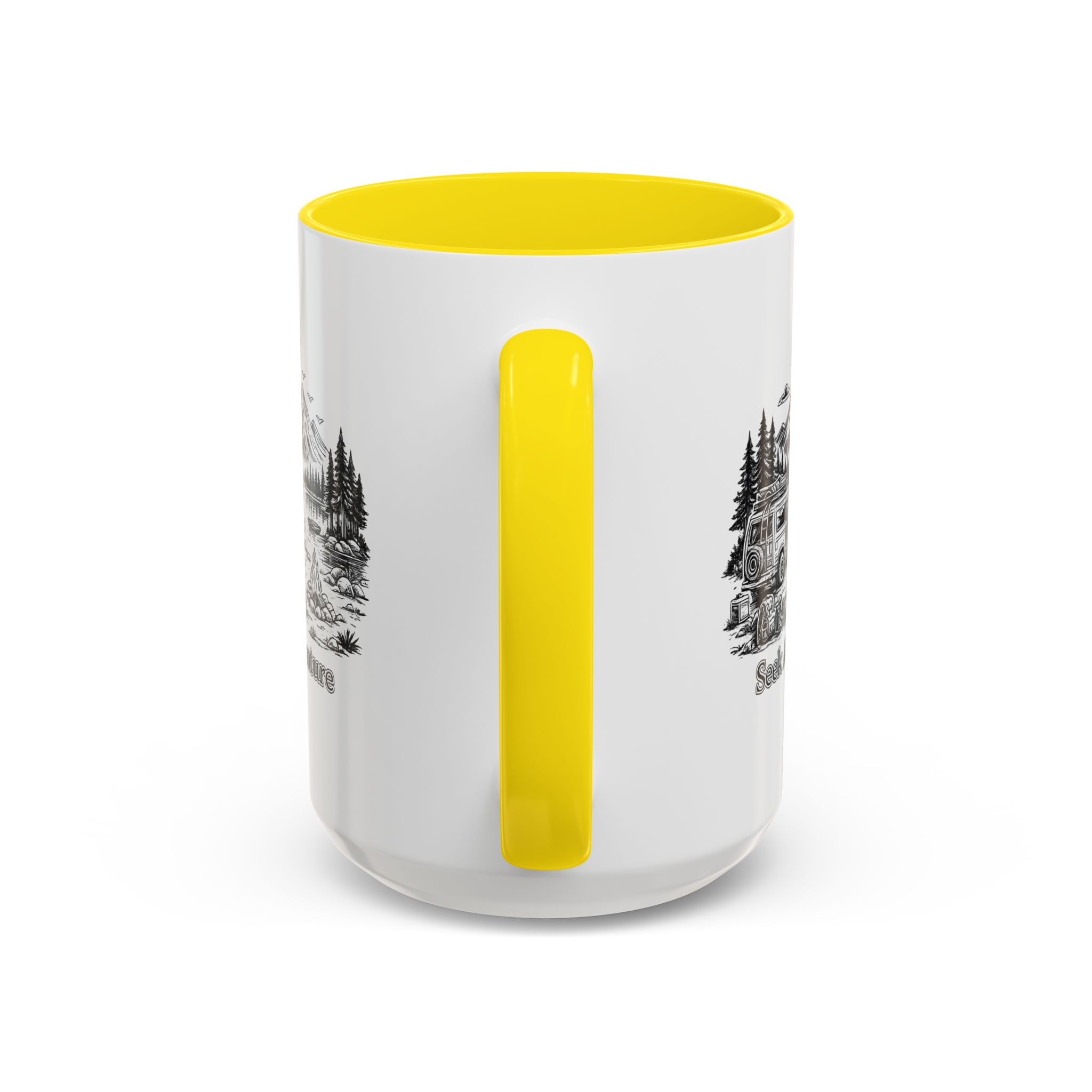 Accent Coffee Mug (11, 15oz) — "Seek Adventure" Design Minimal-Line