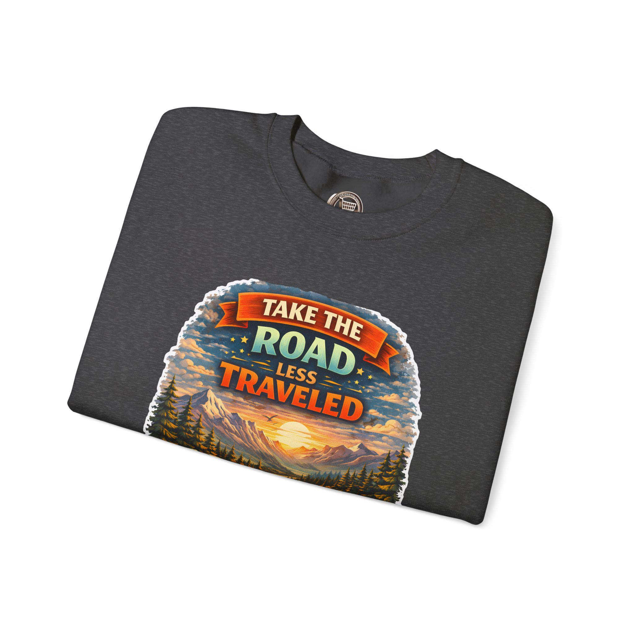 17341903314453025971_2048.jpeg Unisex Heavy Blend™ Crewneck Sweatshirt — "Take The Road Less Traveled" Design Scenic-Line