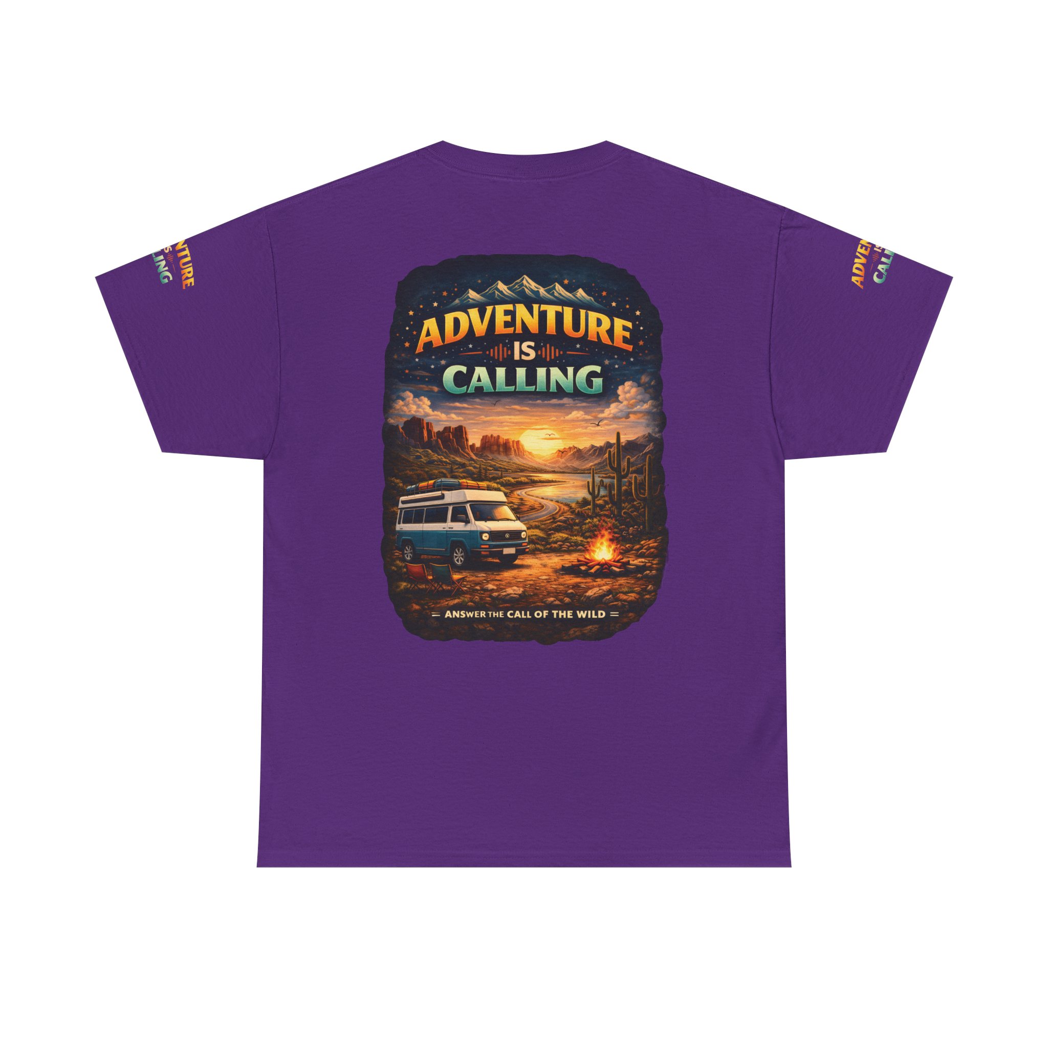 Unisex Heavy Cotton Tee — "Adventure Is Calling" Design Scenic-Line