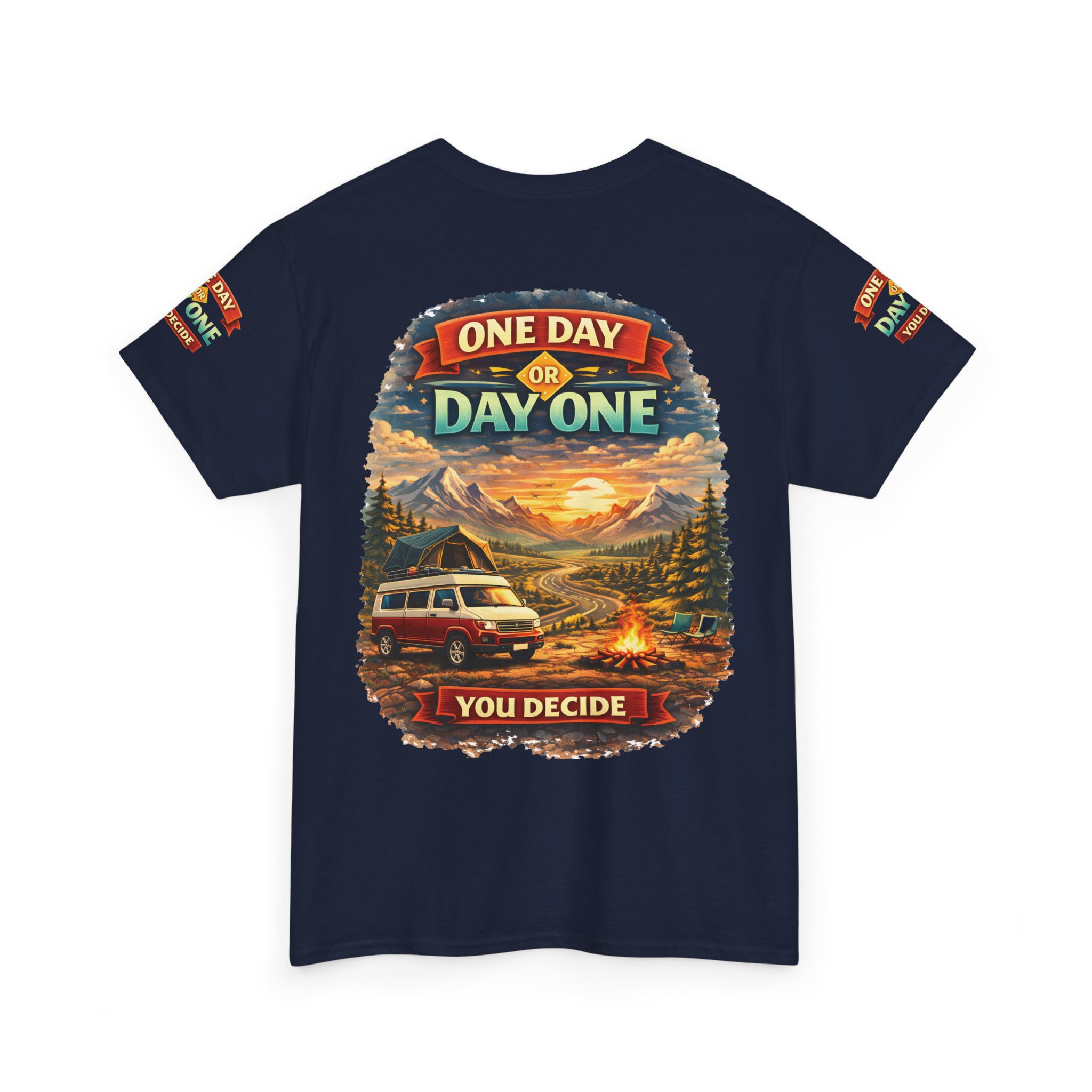 17358936273407293015_2048.jpeg Unisex Heavy Cotton Tee — "One Day Or Day One" Design Scenic-Line