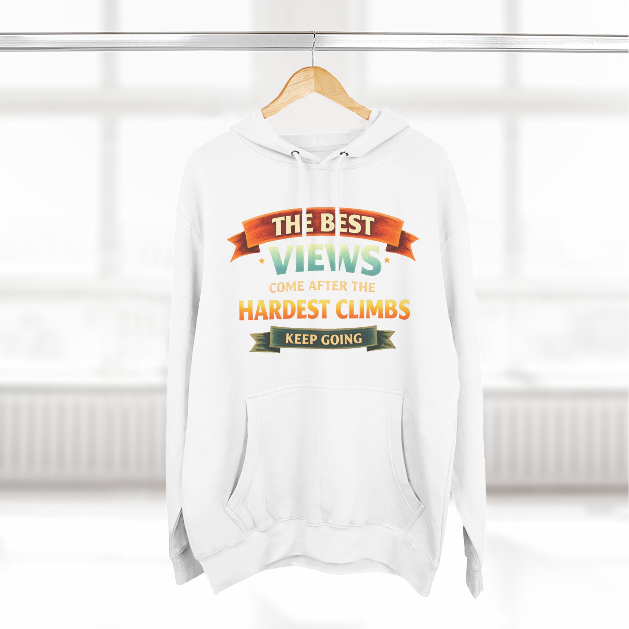 Three-Panel Fleece Hoodie - "The Best Views" Design Scenic-Line