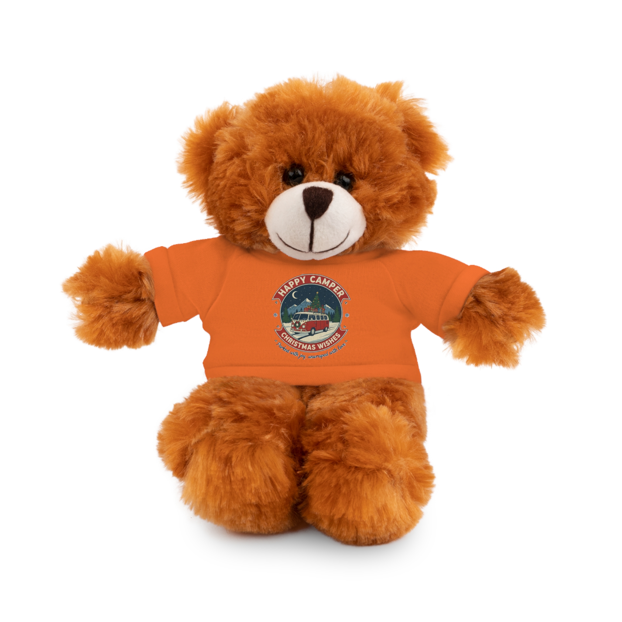 Happy Christmas Teddy Bear with 'Happy Camper Christmas Wishes' Tee
