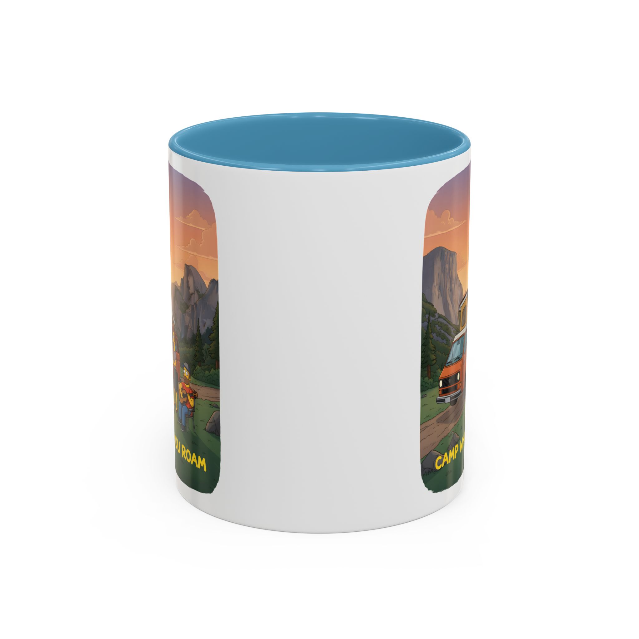 Accent Coffee Mug (11, 15oz) — "Camp Where You Roam" Design Sitcom-Line