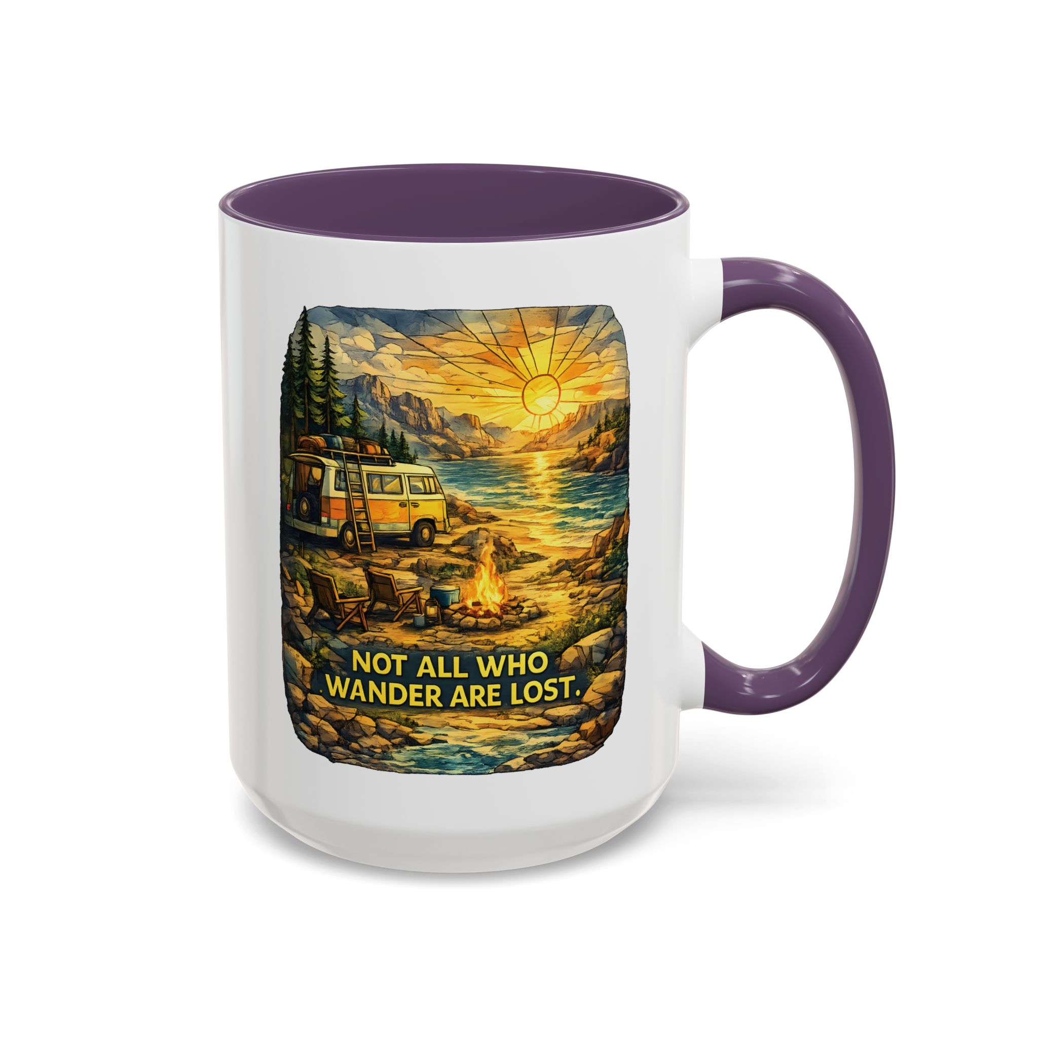 17367581621455908080_2048.jpeg Accent Coffee Mug (11, 15oz) — "Not All Who Wander Are Lost" Design Cubic-Line