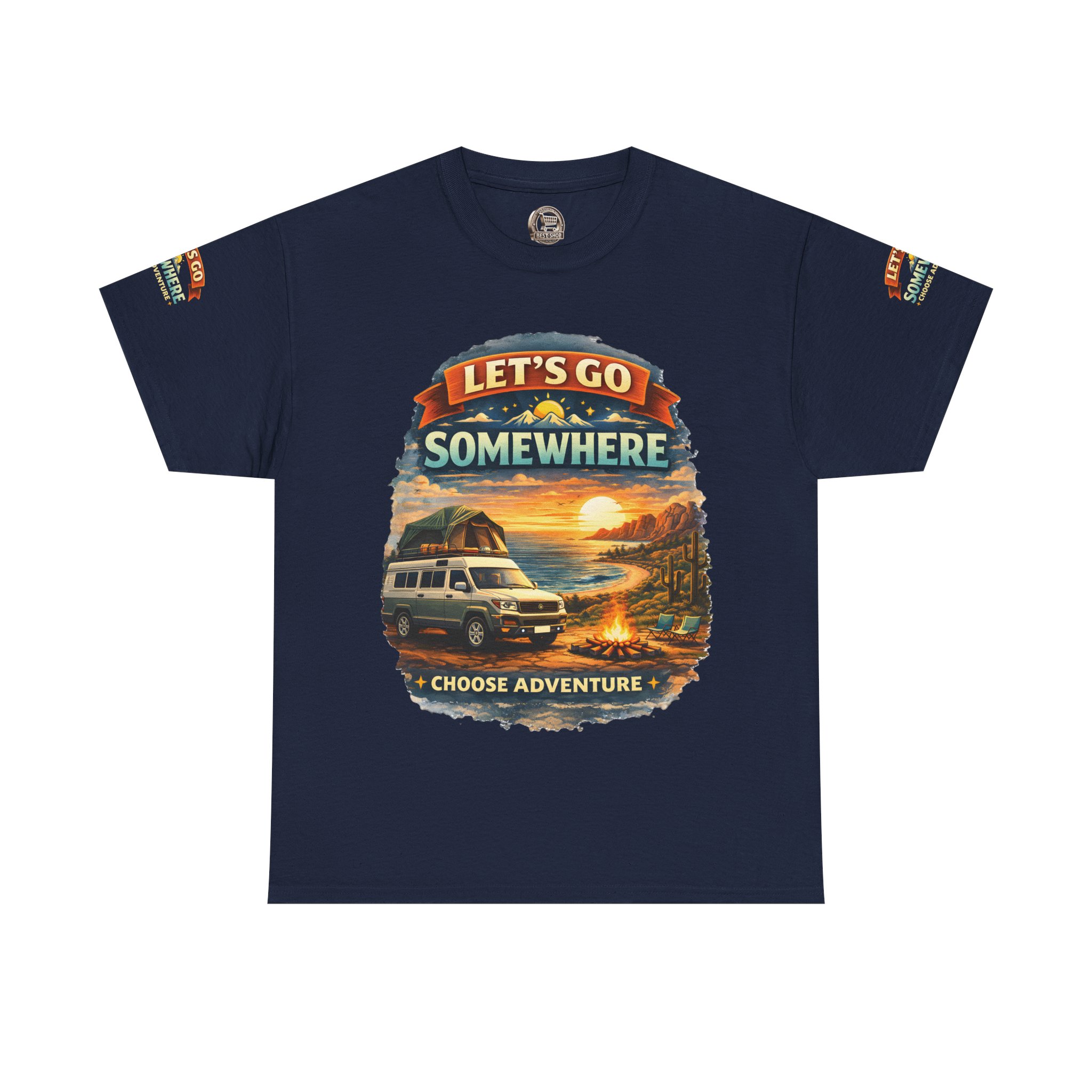 Unisex Heavy Cotton Tee — "Lets Go Somewhere" Design Scenic-Line