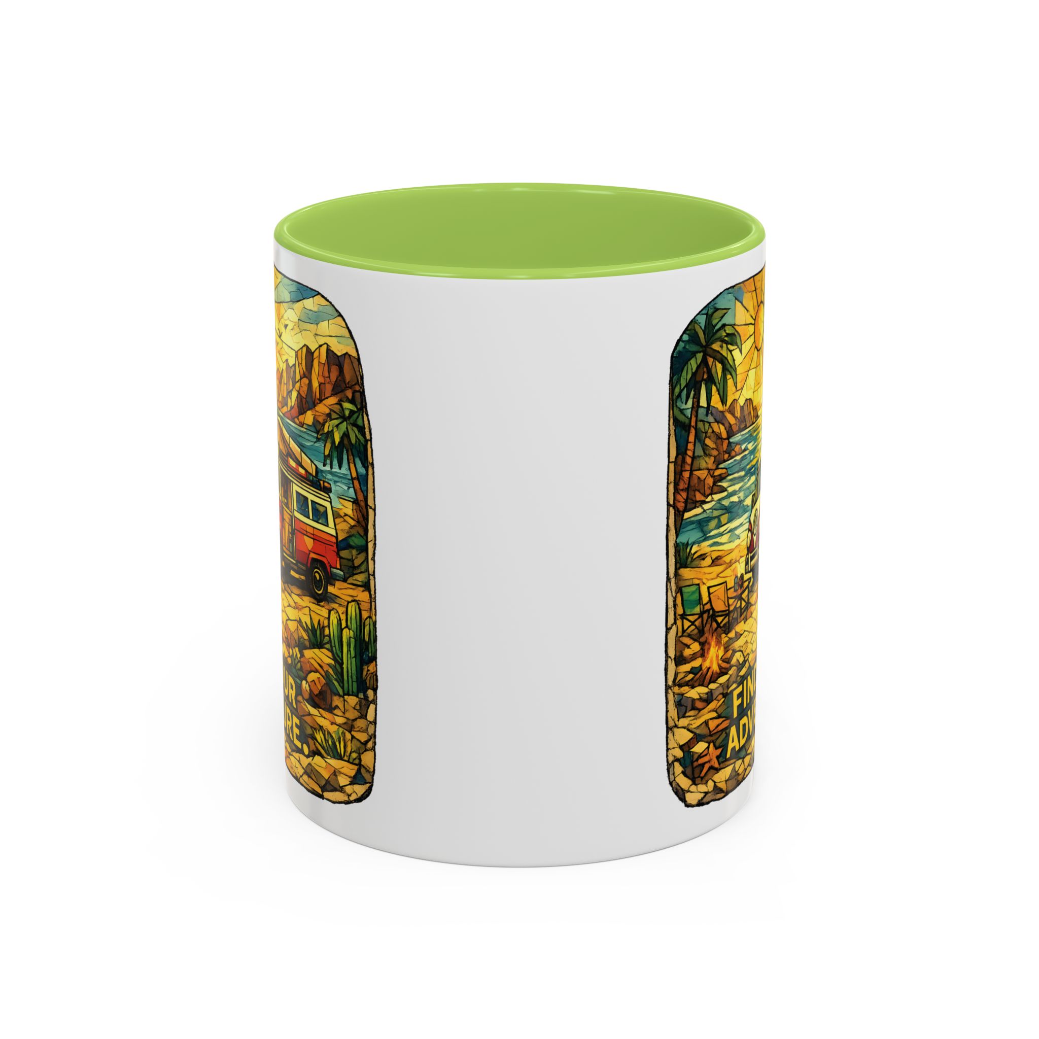 Accent Coffee Mug (11, 15oz) — ""Find Your Adventure"" Design Cubic-Line