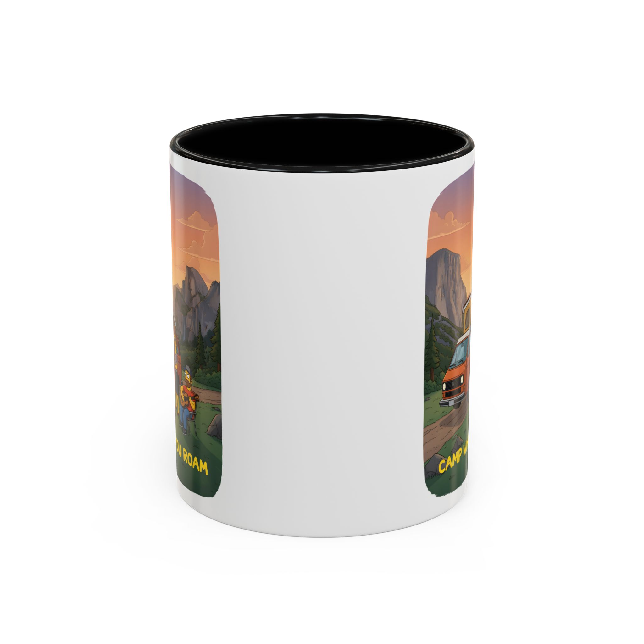 Accent Coffee Mug (11, 15oz) — "Camp Where You Roam" Design Sitcom-Line