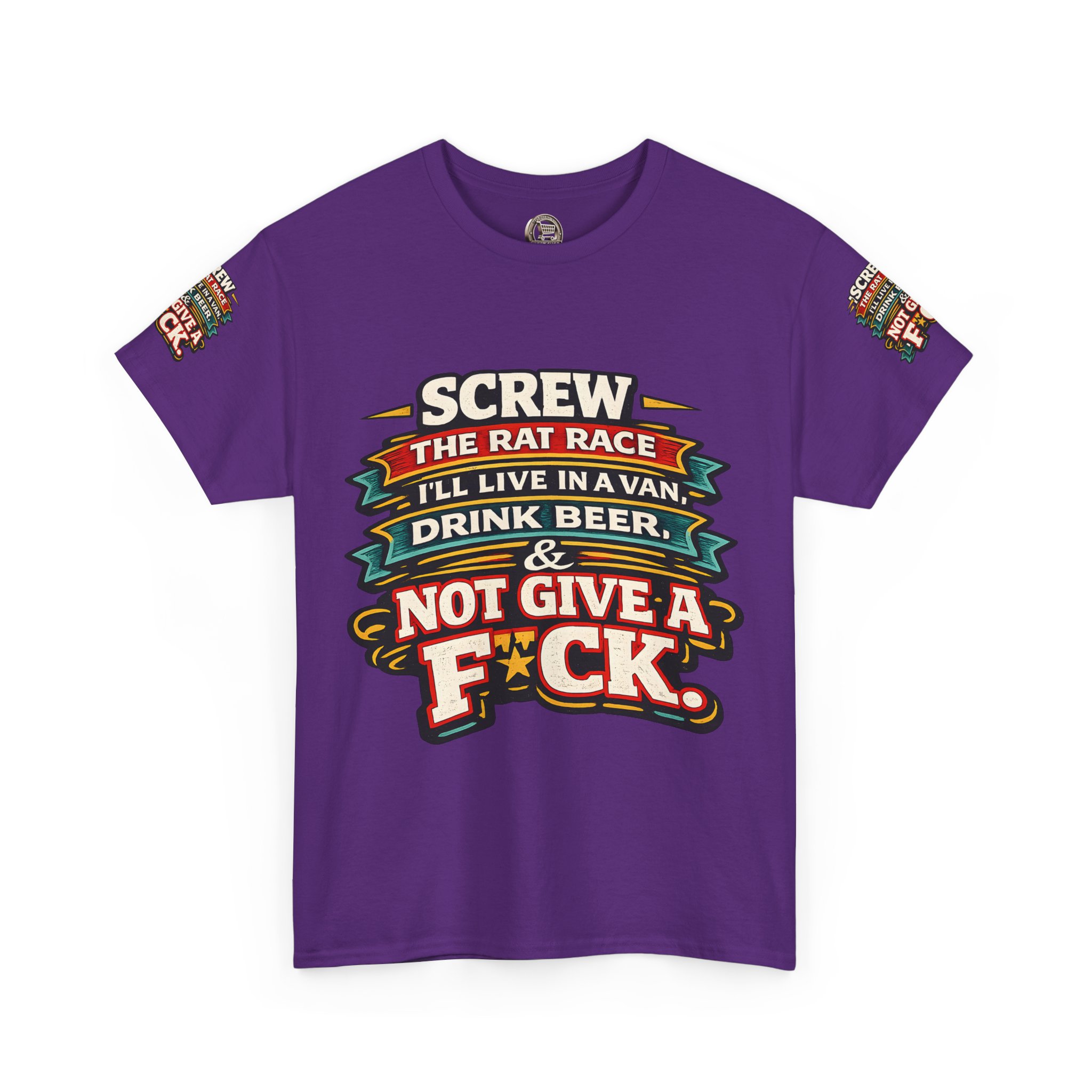 Unisex Heavy Cotton Tee — "Screw The Rat Race" Design F**K-Line