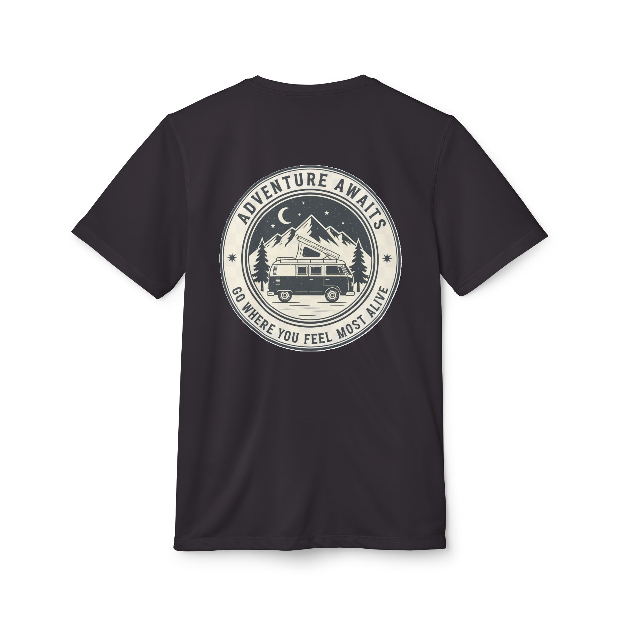 T-Shirt(Adidas) - 'Adventure Awaits-Go Where You Feel Most Alive' (Only Back printed)