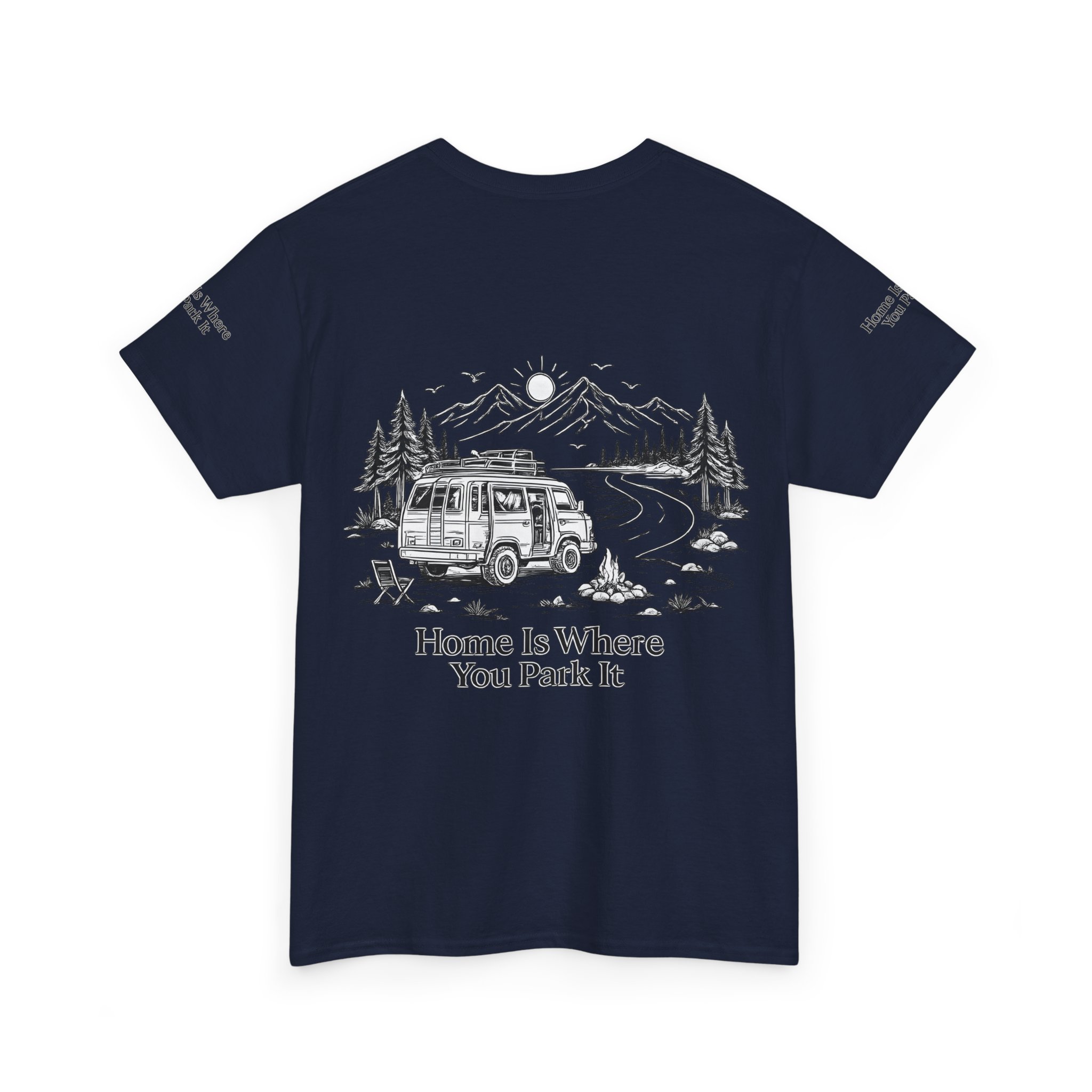 Unisex Heavy Cotton Tee — "Home Is Where You Park It" Design Minimal-Line