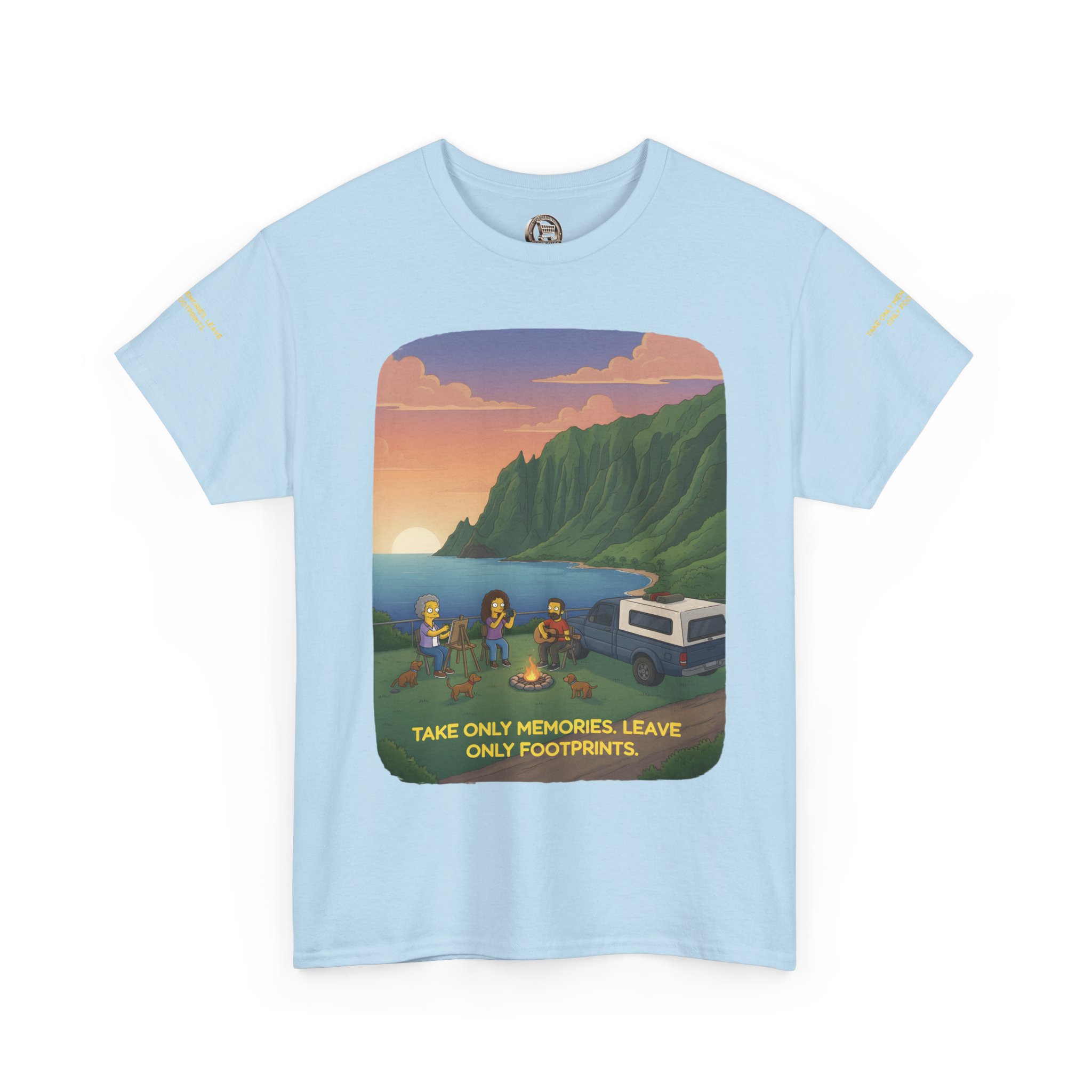 Unisex Heavy Cotton Tee — "Take Only Memories-Leave Only Footprints" Design Sitcom-Line