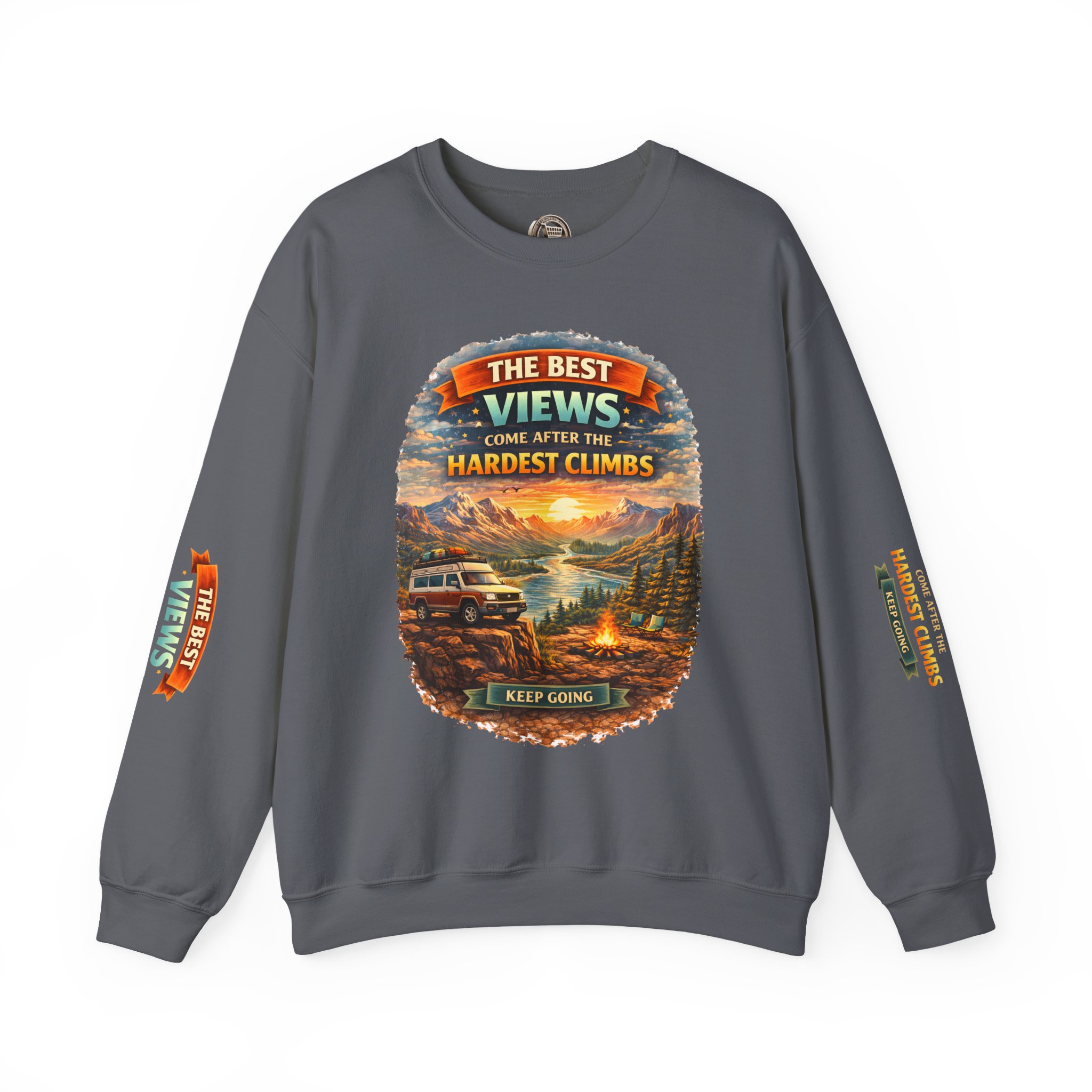 Unisex Heavy Blend™ Crewneck Sweatshirt — "The Best Views" Design Scenic-Line