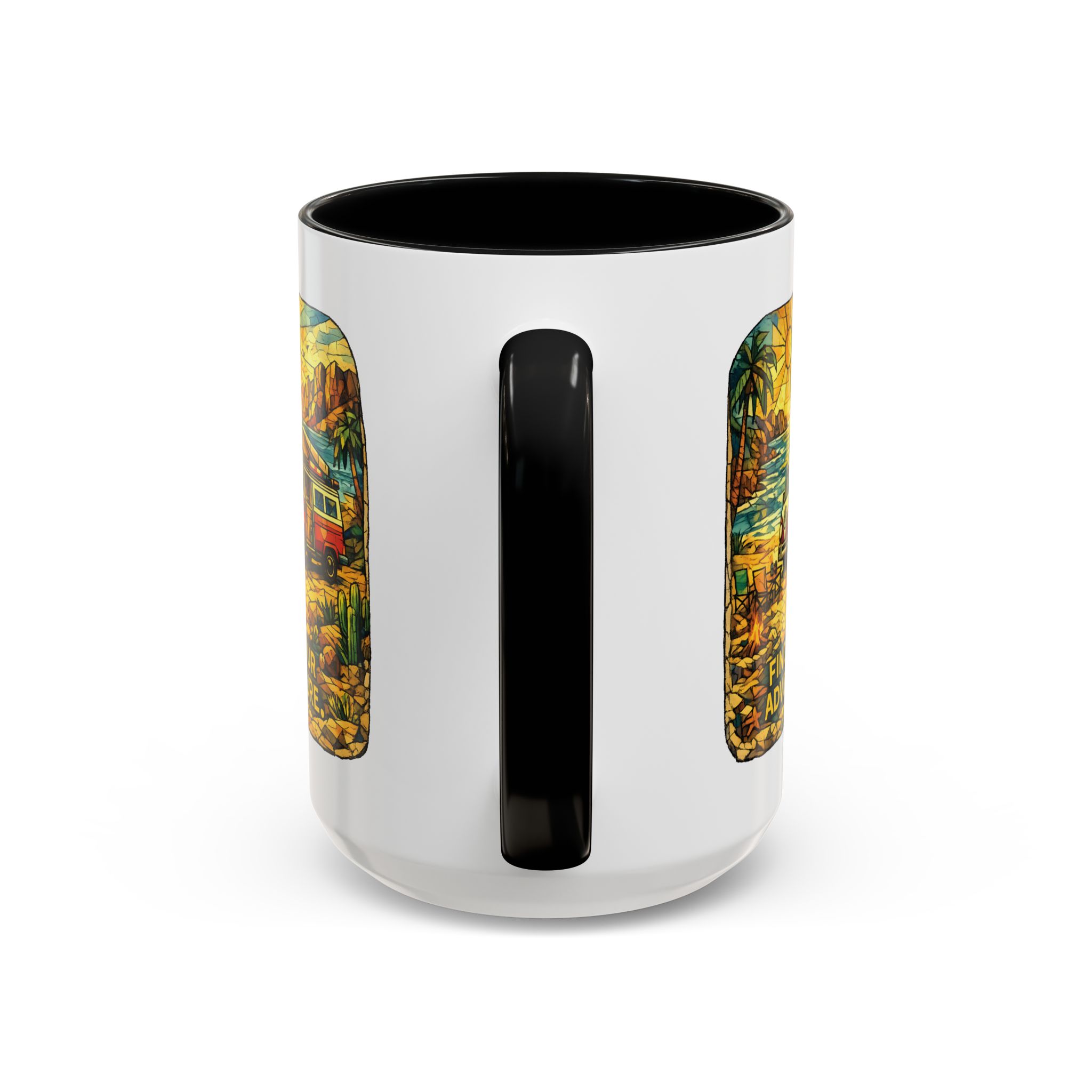 Accent Coffee Mug (11, 15oz) — ""Find Your Adventure"" Design Cubic-Line
