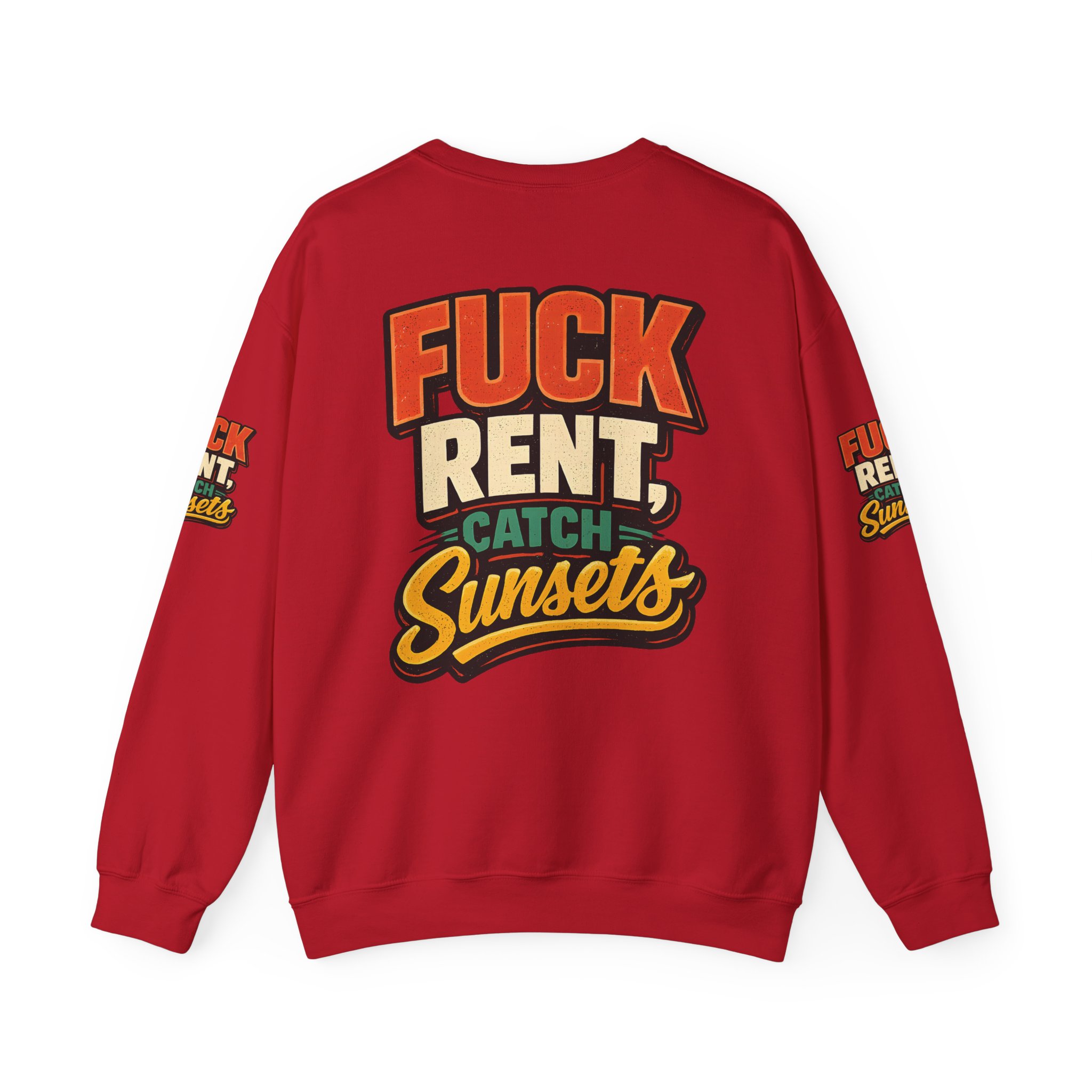 17398922384368732699_2048.jpeg Unisex Heavy Blend™ Crewneck Sweatshirt — "Fuck Rent Catch Sunsets" Design F**K-Line