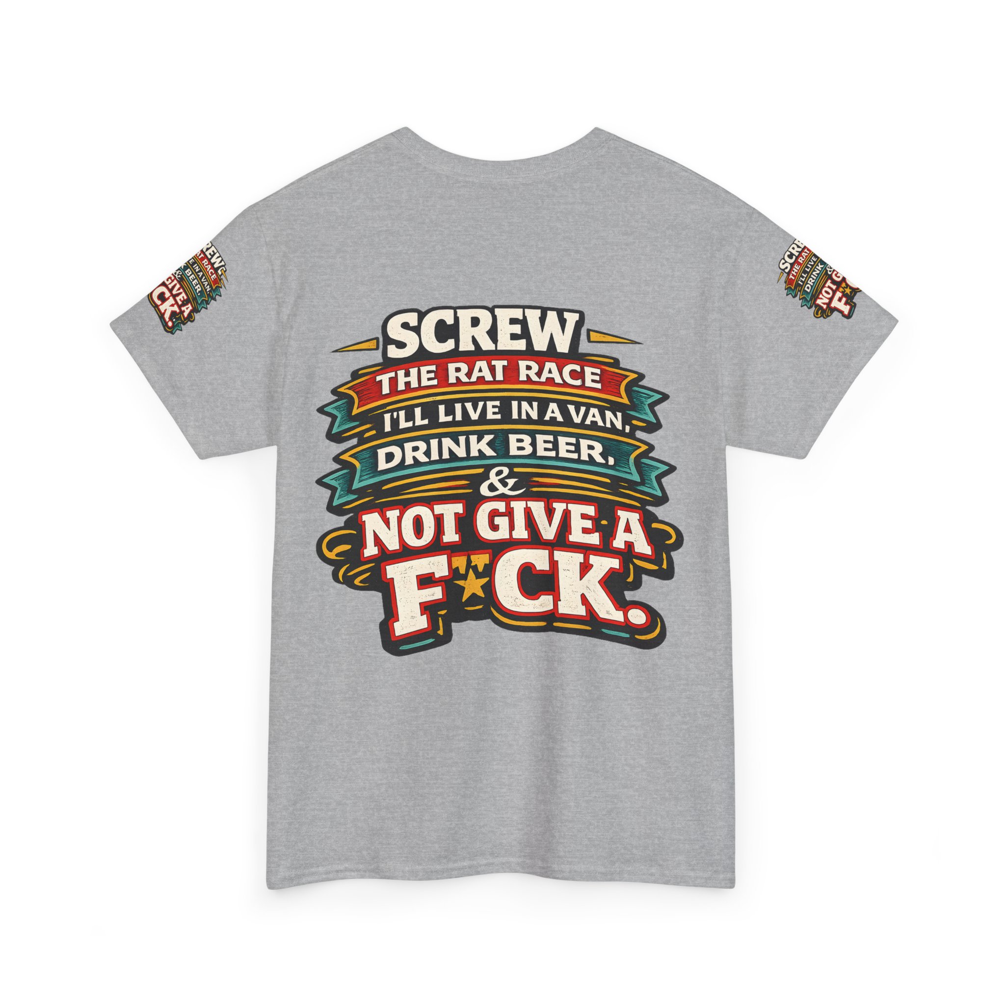 Unisex Heavy Cotton Tee — "Screw The Rat Race" Design F**K-Line