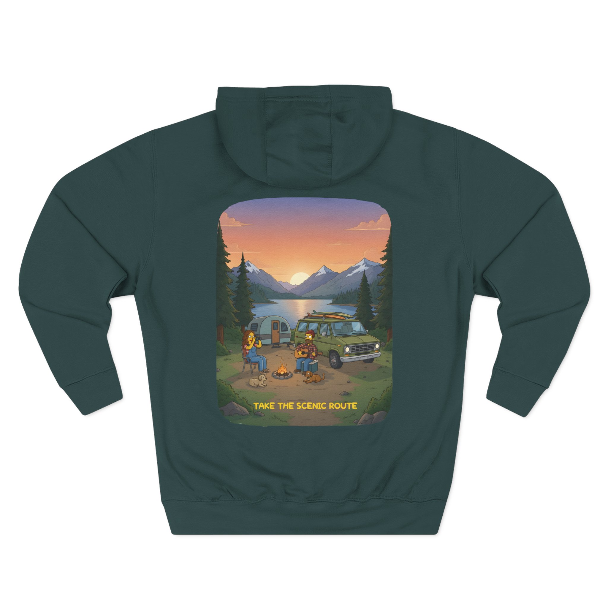 Three-Panel Fleece Hoodie - "Take The Scenic Route" Design Sitcom-Line