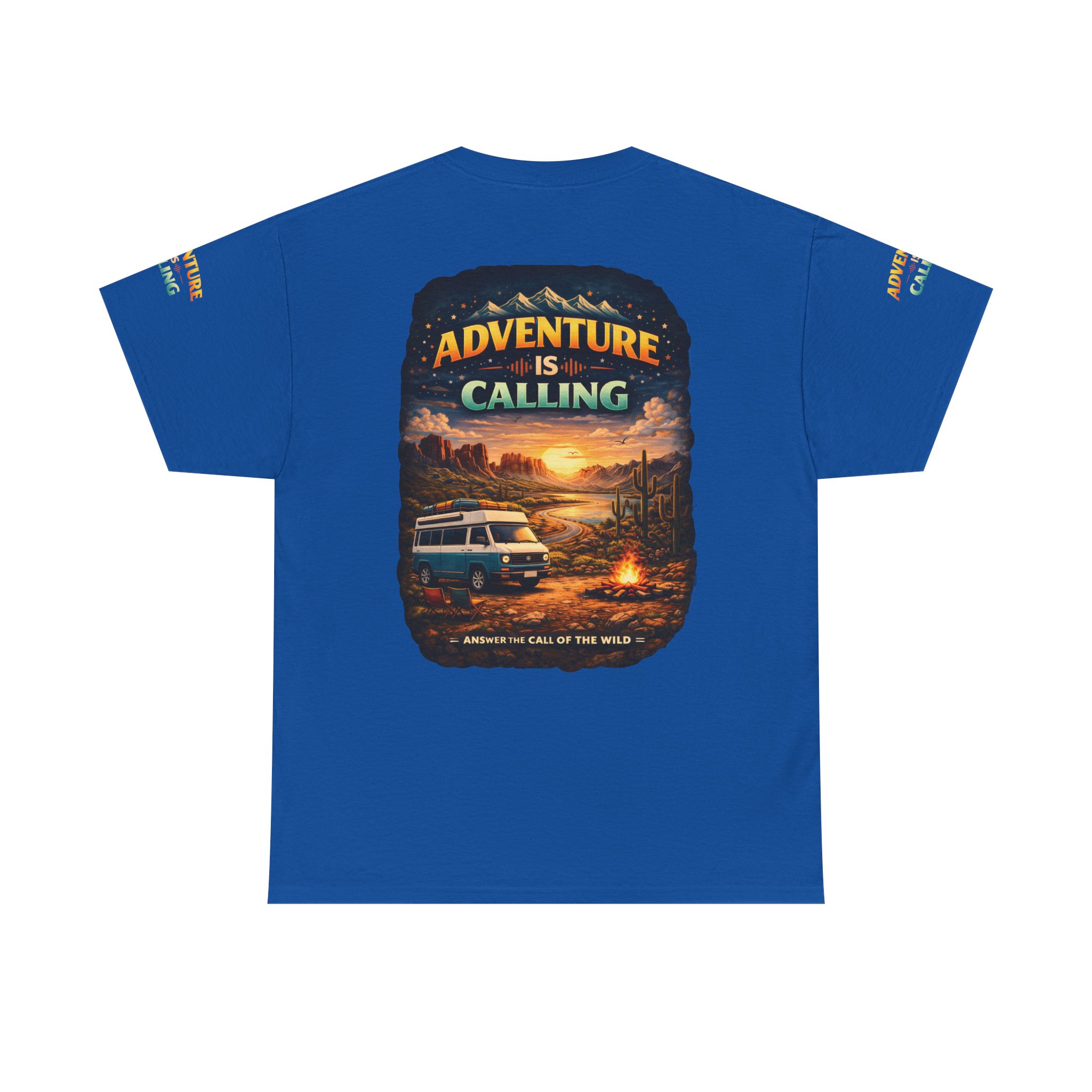 Unisex Heavy Cotton Tee — "Adventure Is Calling" Design Scenic-Line
