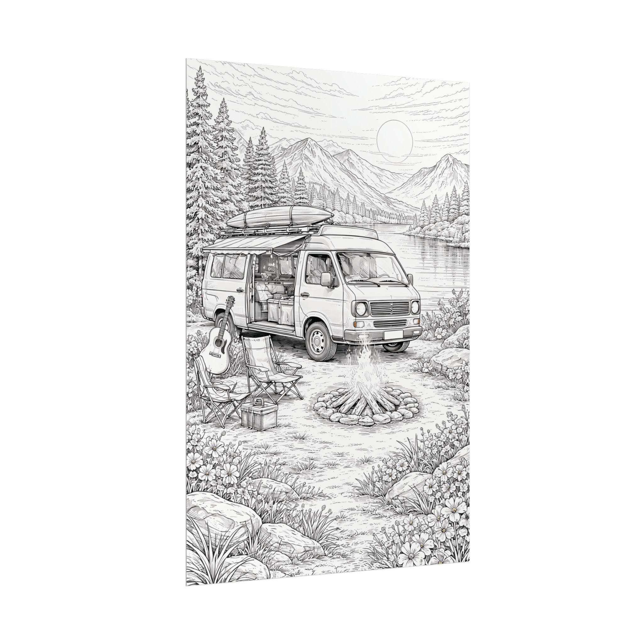 Campervan Poster — Vintage RV Camping Landscape Wall Art