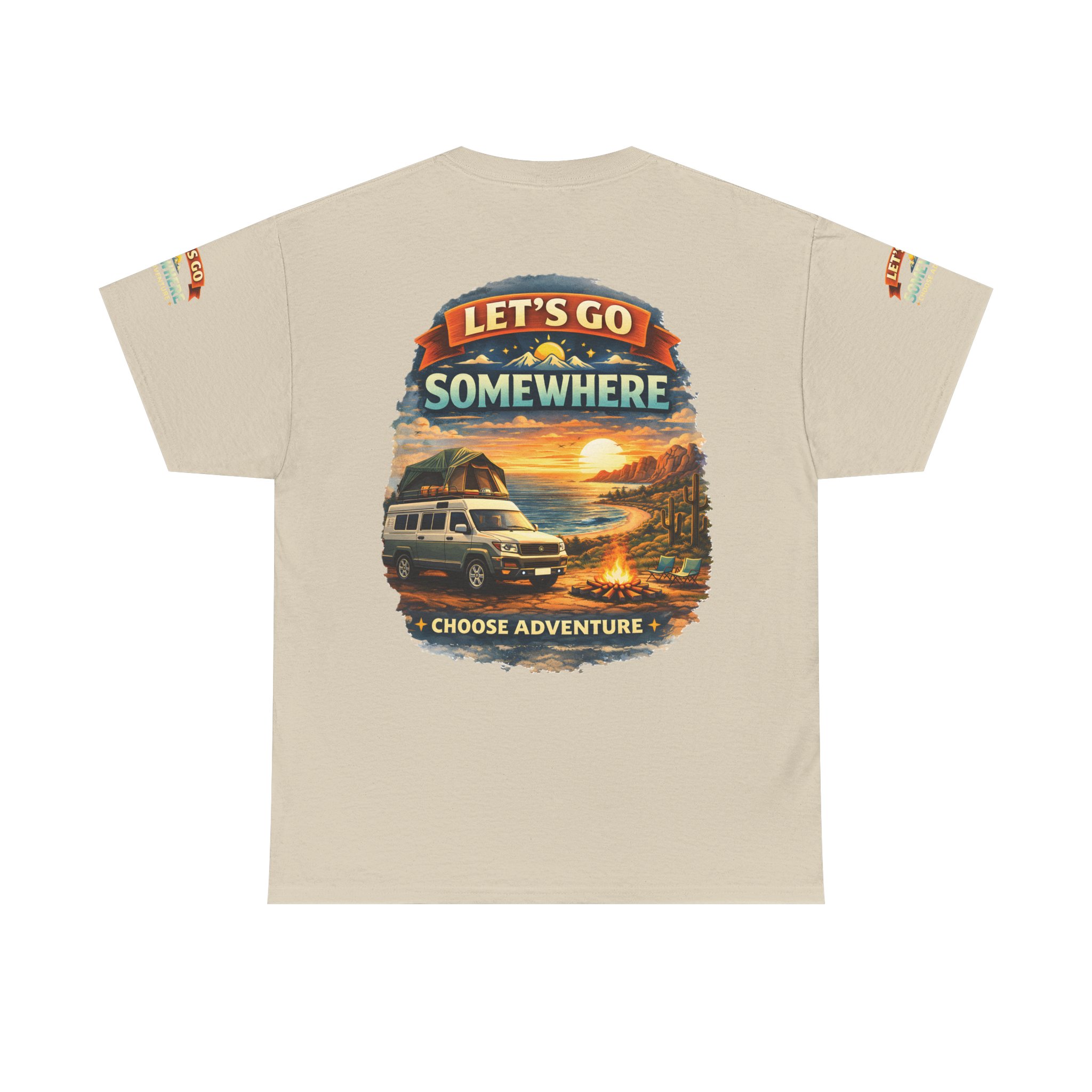 Unisex Heavy Cotton Tee — "Lets Go Somewhere" Design Scenic-Line