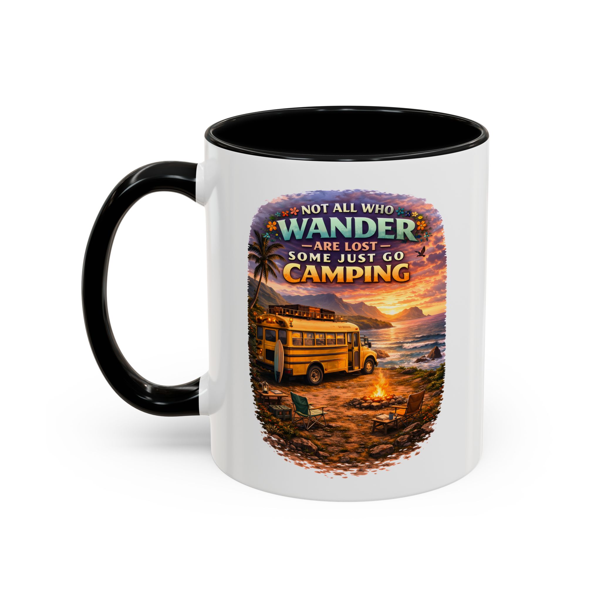 Accent Coffee Mug (11, 15oz) — "Not All Who Wander Are Lost" Design Scenic-Line