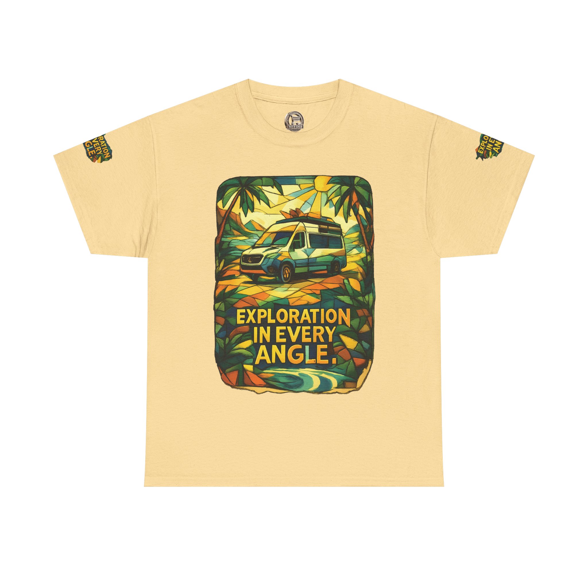 Unisex Heavy Cotton Tee — "Exploration In Every Angle" Design Cubic-Line