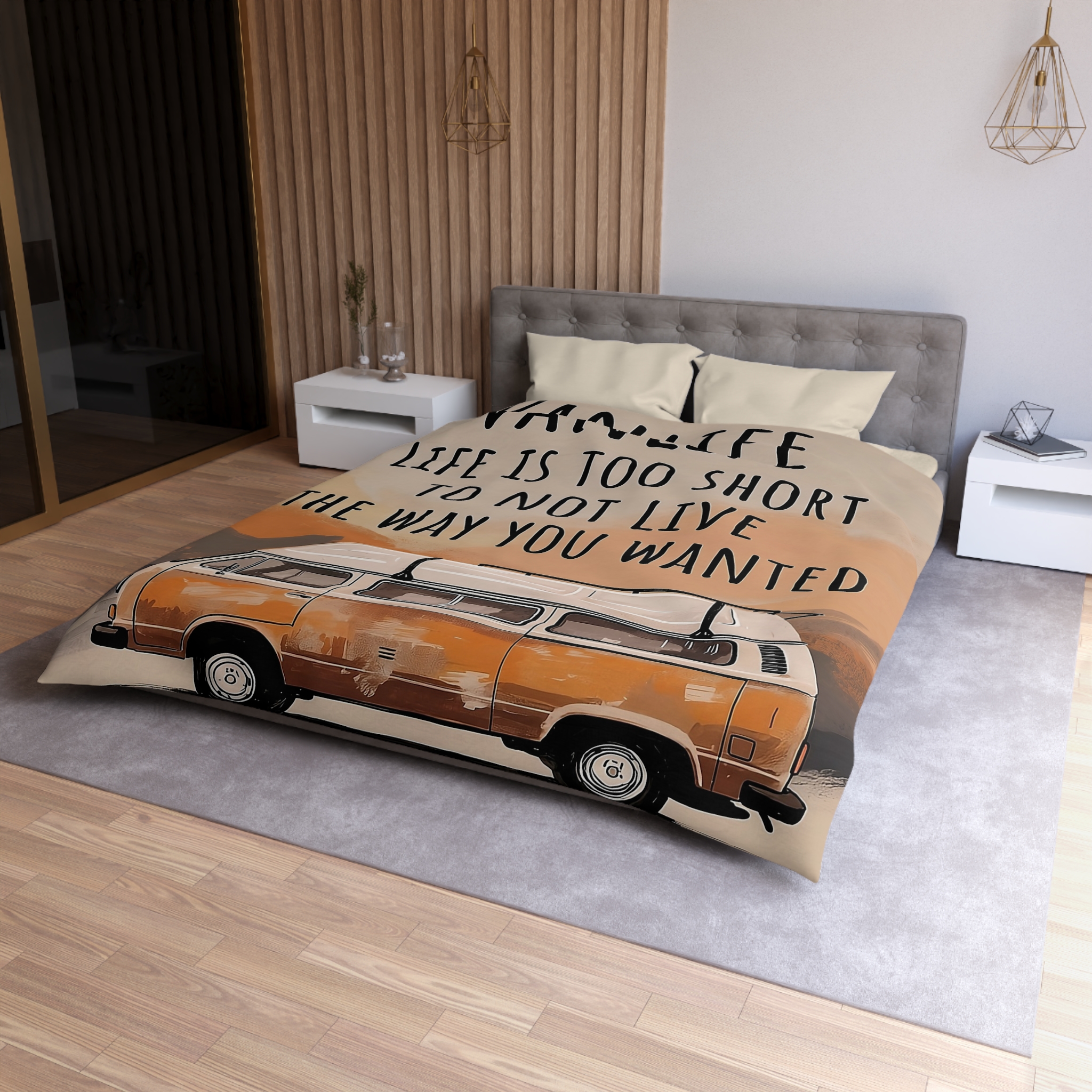 Duvet Cover — 'Vanlife - Life Is Too Short to Not Live the Way You Wanted' Camper Bedding