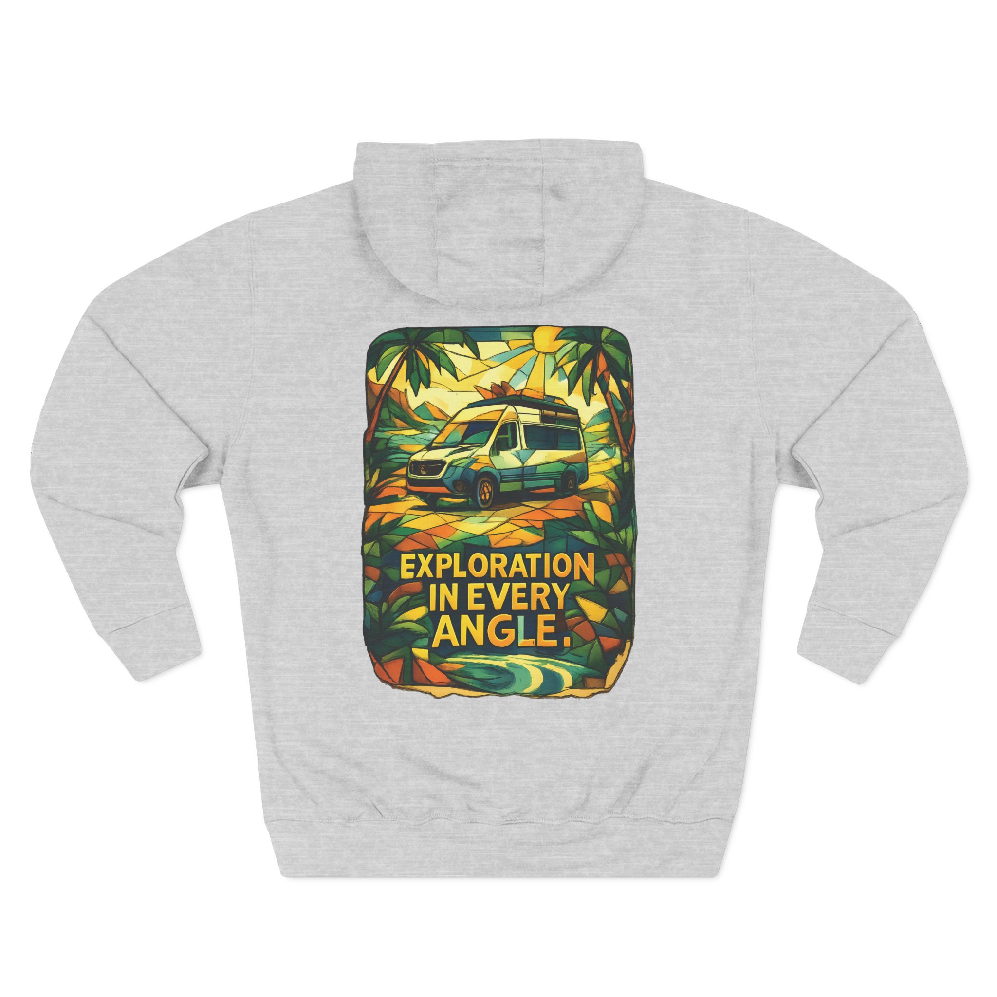 Three-Panel Fleece Hoodie - "Exploration In Every Angle" Design Cubic-Line