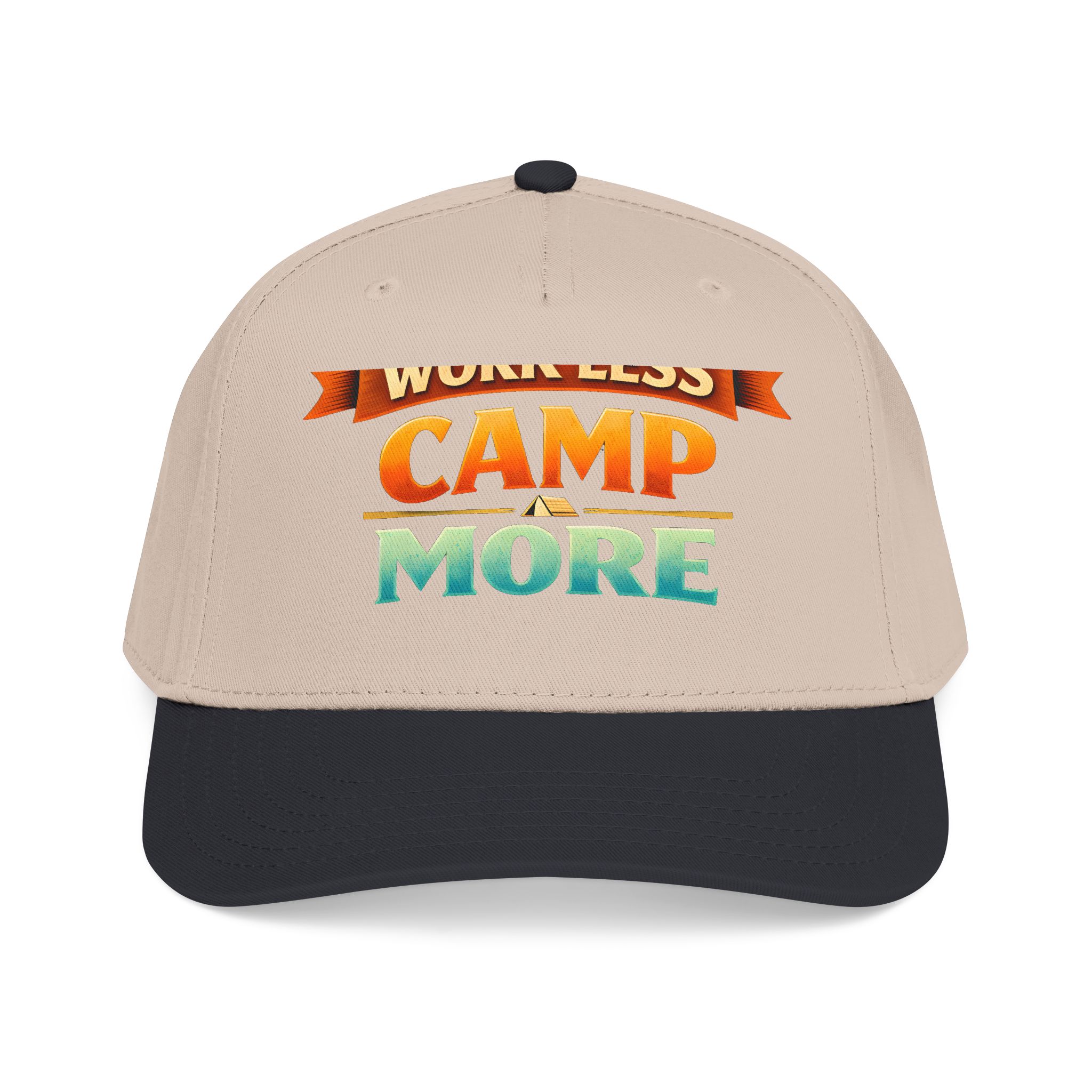 Baseball Cap - "Work Less-Camp More" Design Scenic-Line