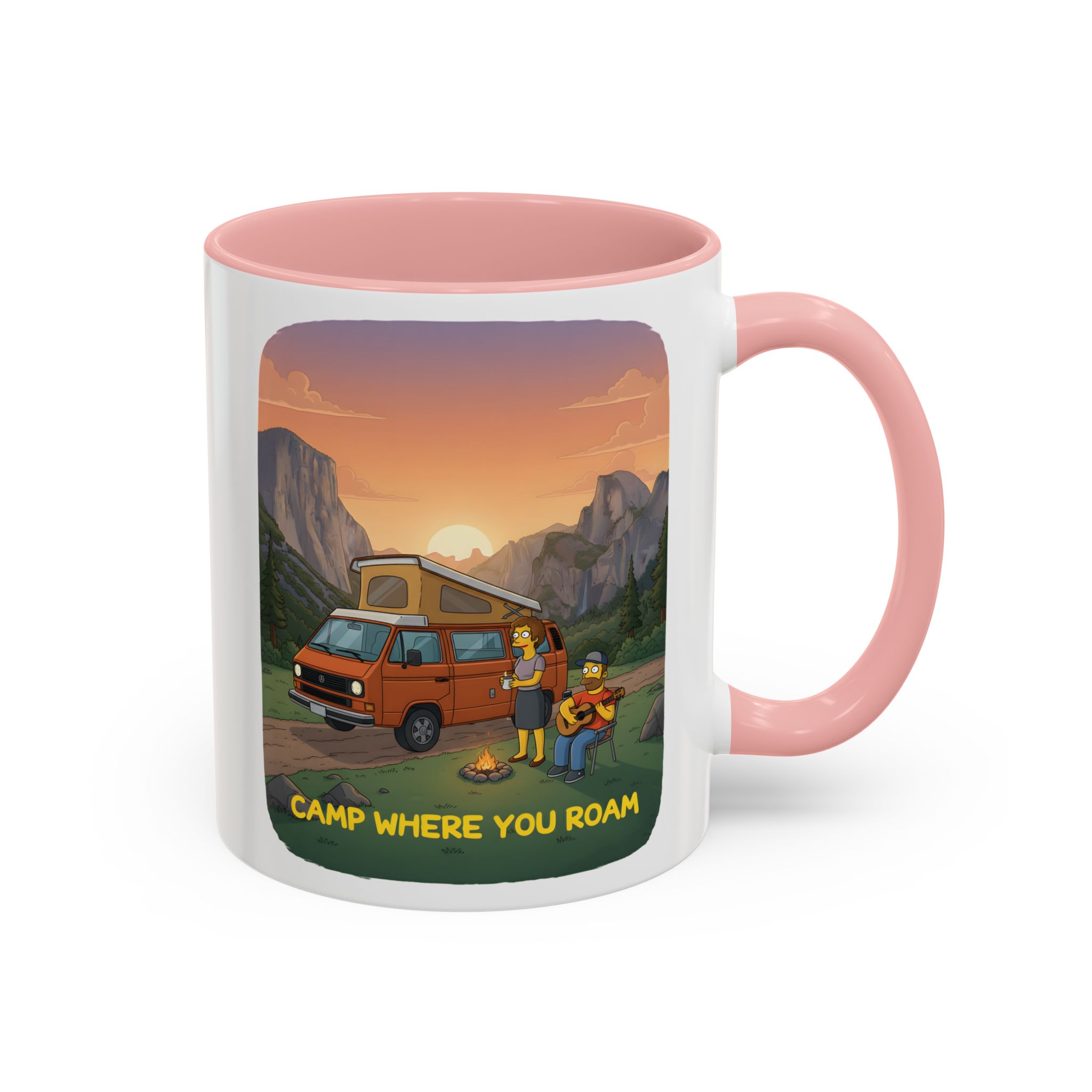 Accent Coffee Mug (11, 15oz) — "Camp Where You Roam" Design Sitcom-Line