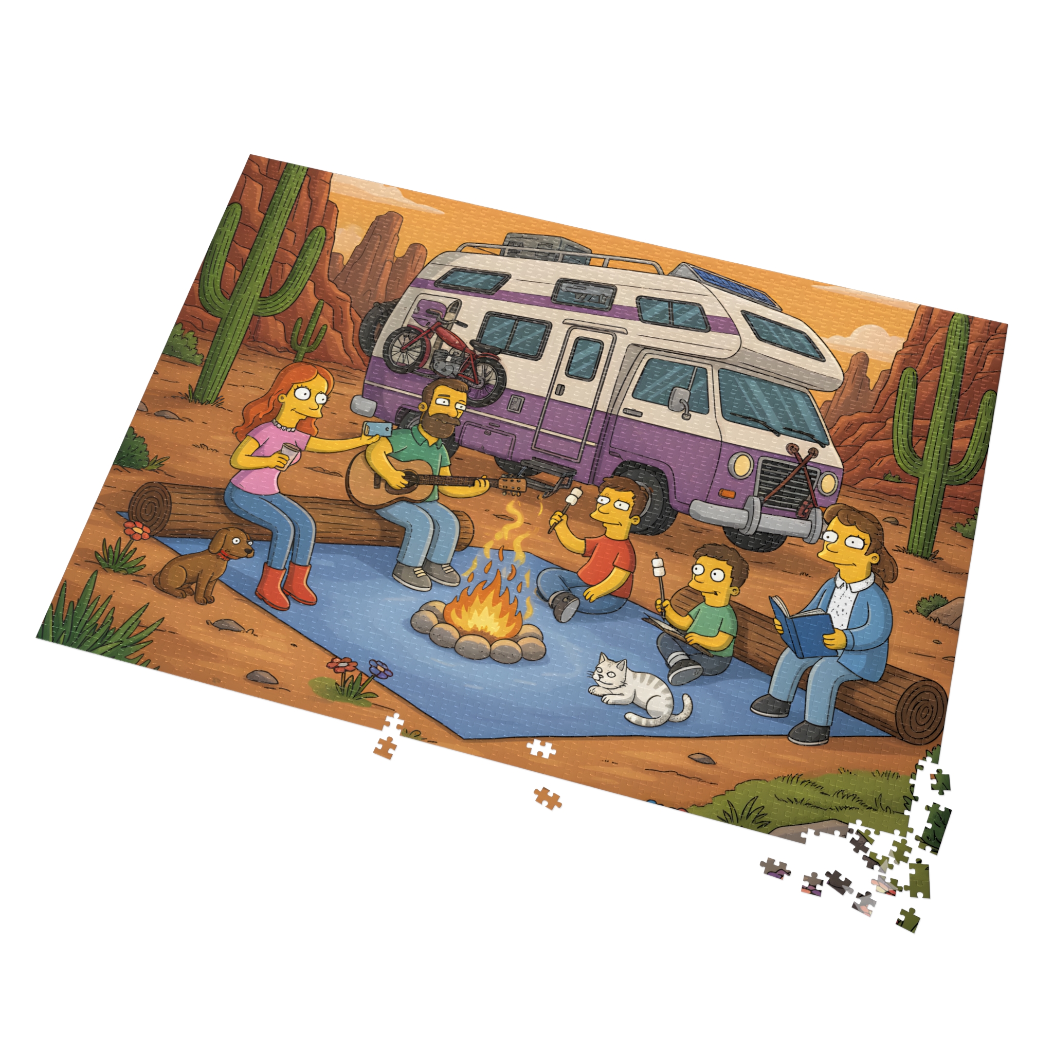 Jigsaw Puzzle with Tin – RV Campfire Design