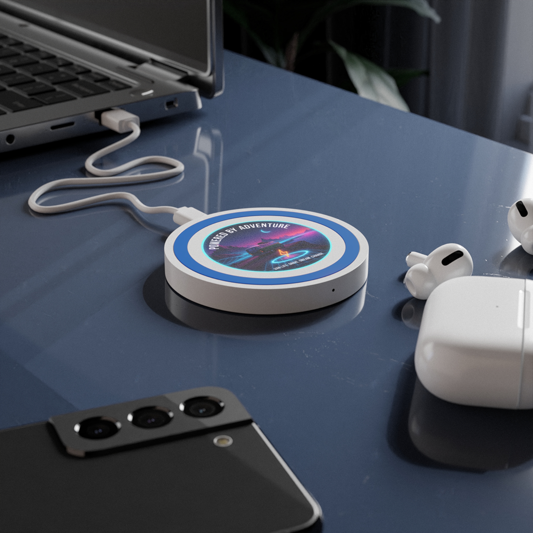 Wireless Charging Pad — "Powered by Adventure" Night Van Design