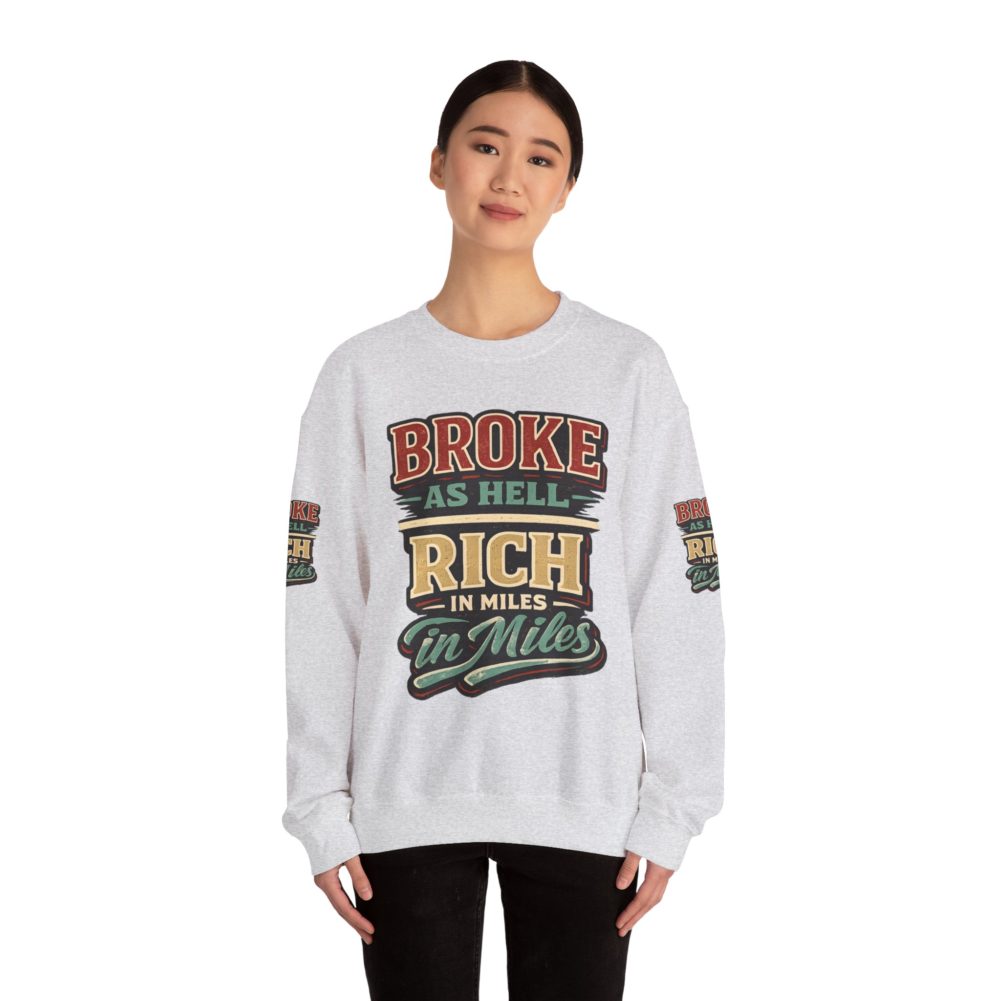 Unisex Heavy Blend™ Crewneck Sweatshirt — "Broke As Hell" Design F**K-Line