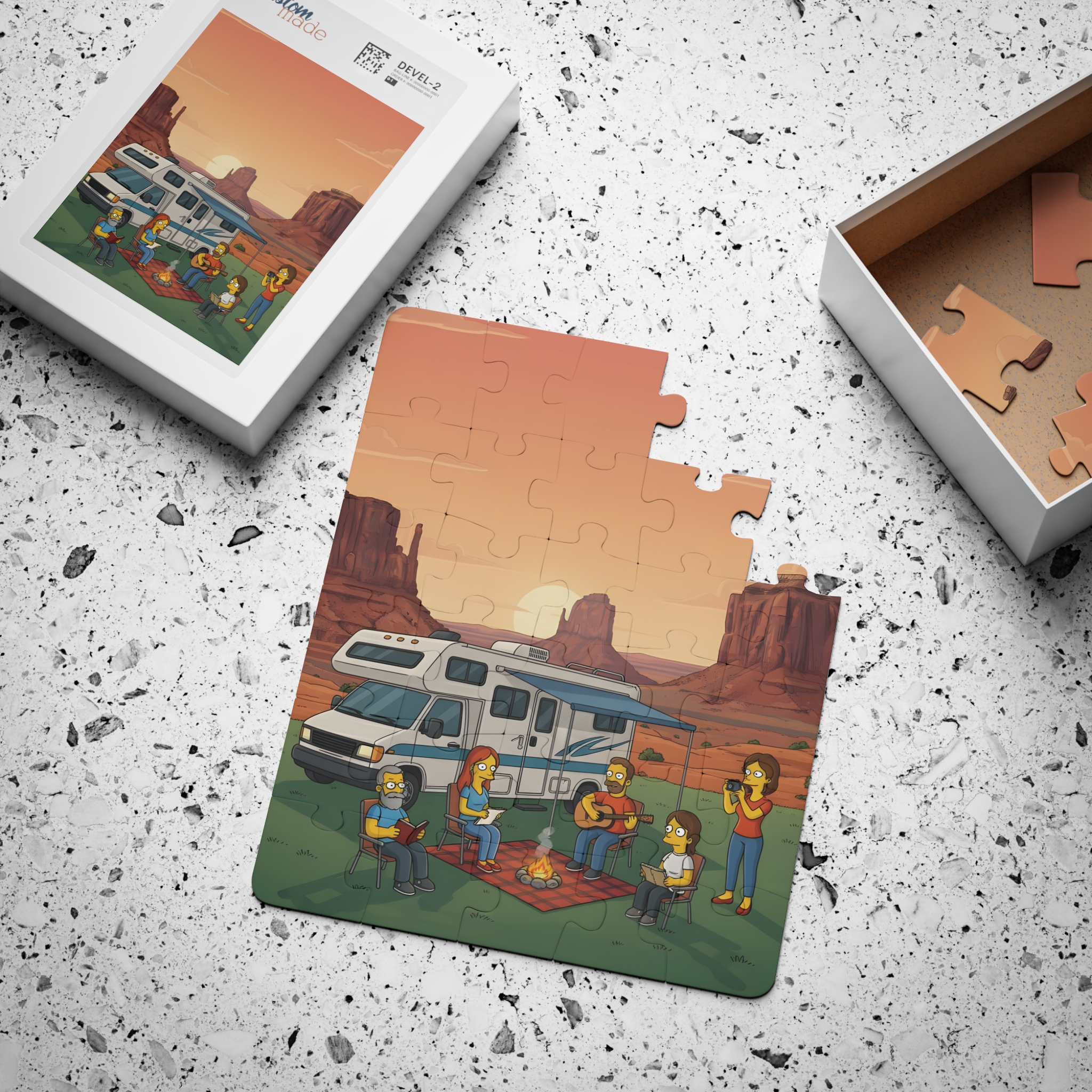 Kids' 30‑Piece Camping Puzzle — Family RV Camping Sunset Scene