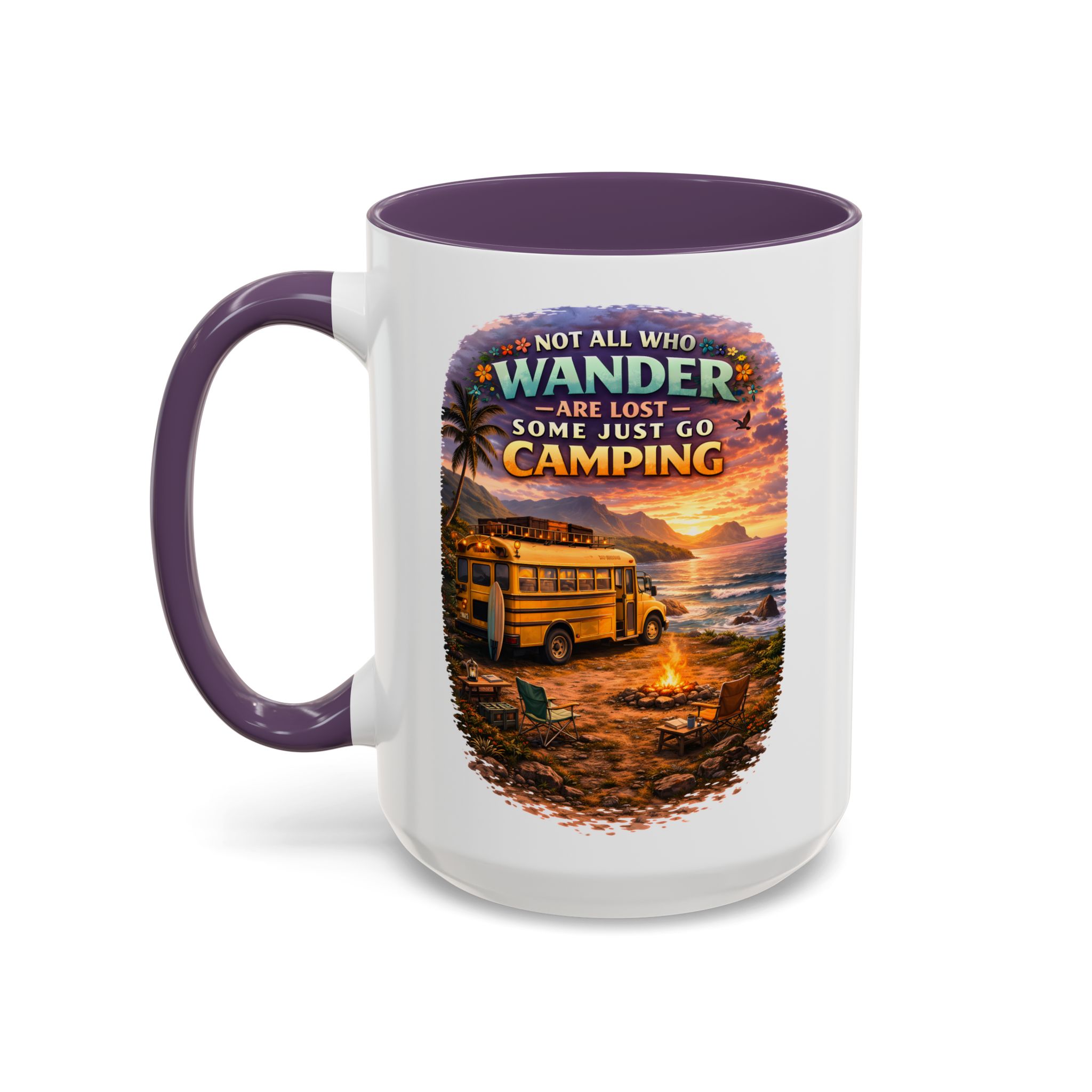 Accent Coffee Mug (11, 15oz) — "Not All Who Wander Are Lost" Design Scenic-Line