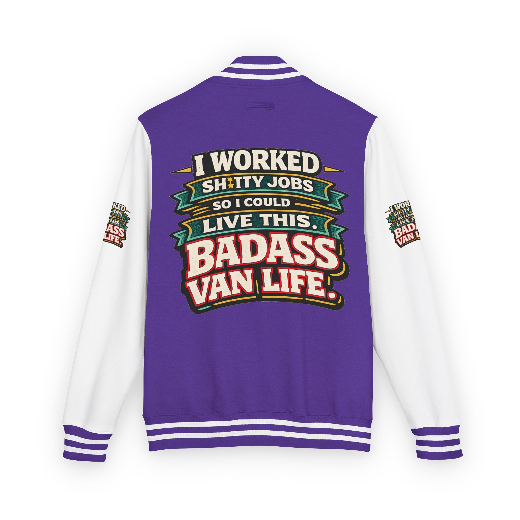 Unisex Heavyweight Letterman Jacket — "I Worked Shitty Jobs" Design F**K-Line