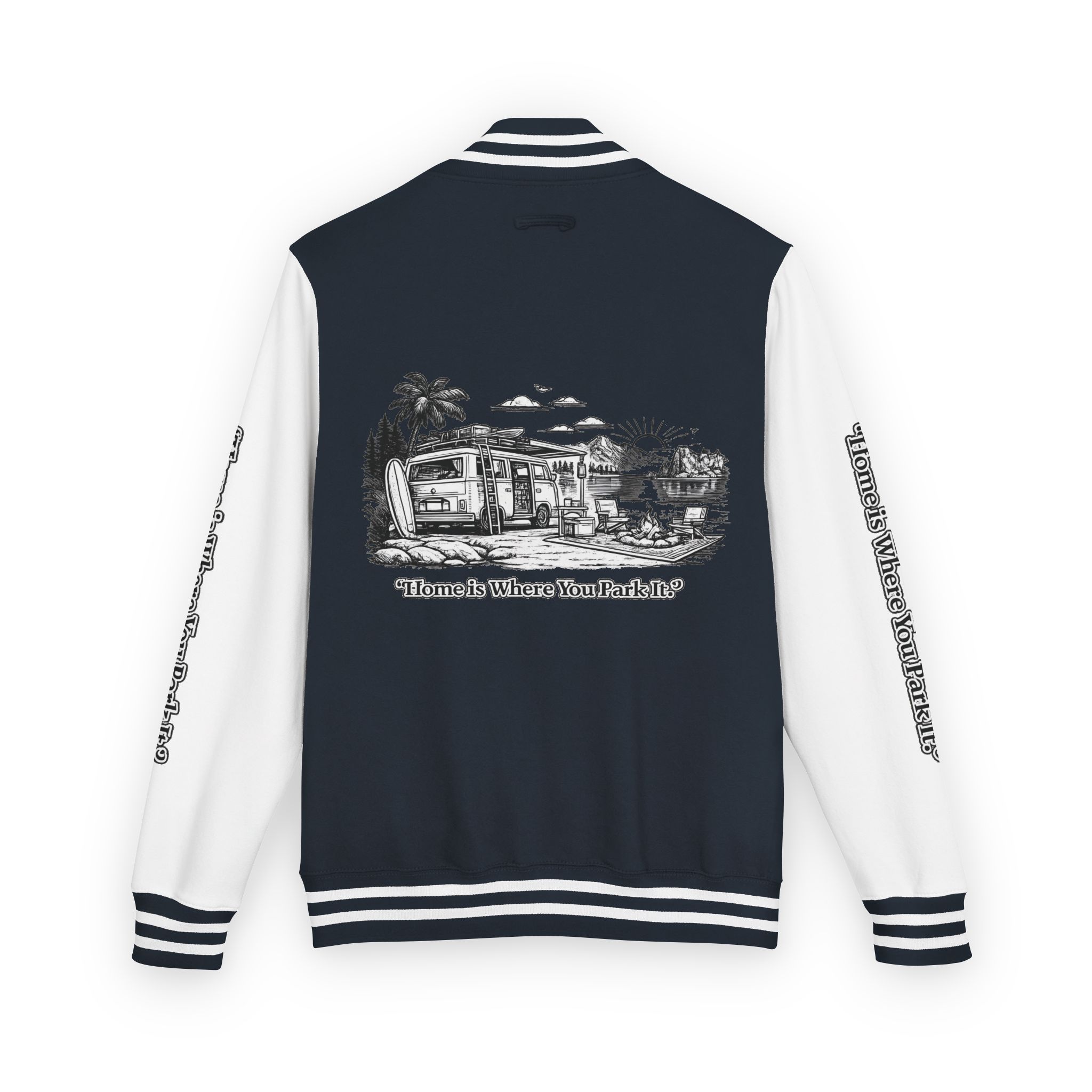 17487428413582724789_2048-1.jpeg Unisex Heavyweight Letterman Jacket — "Home Is Where You Park It" Travel Varsity Coat