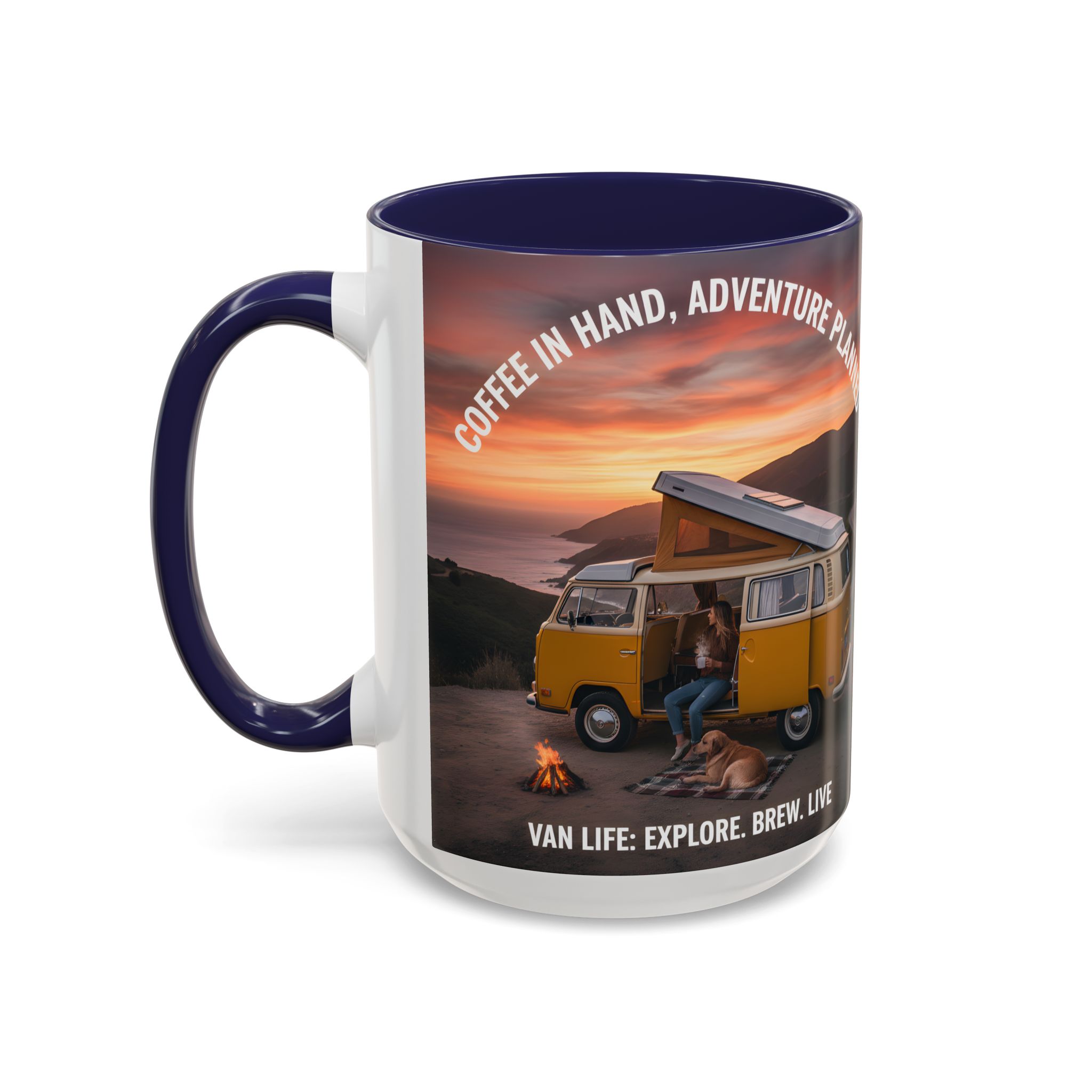 Accent Coffee Mug (11, 15oz) - "Coffee in Hand, Adventure Planned"